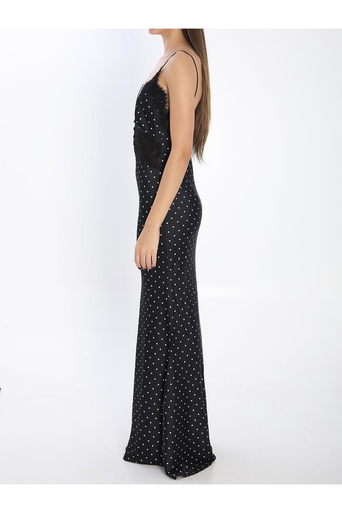 Self Portrait-OUTLET-SALE-Polka dot satin lace maxi dress-ARCHIVIST