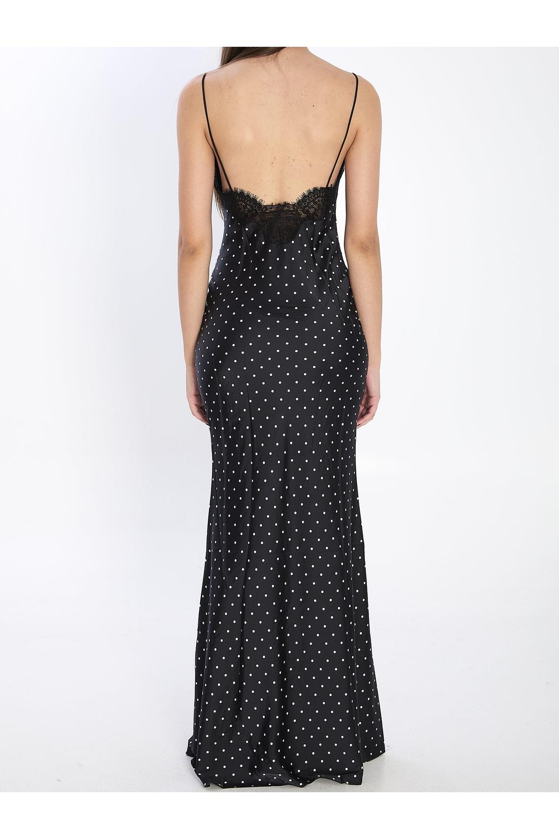 Self Portrait-OUTLET-SALE-Polka dot satin lace maxi dress-ARCHIVIST