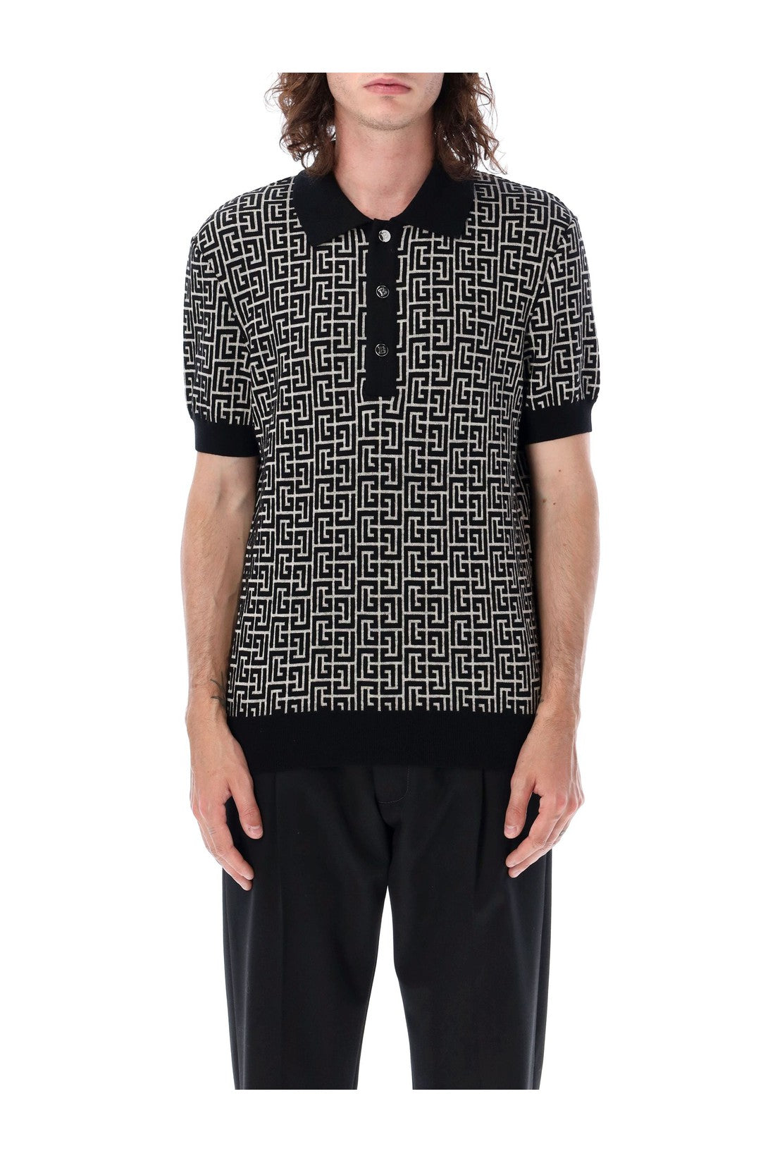 BALMAIN-OUTLET-SALE-Polo Monogram knit-ARCHIVIST