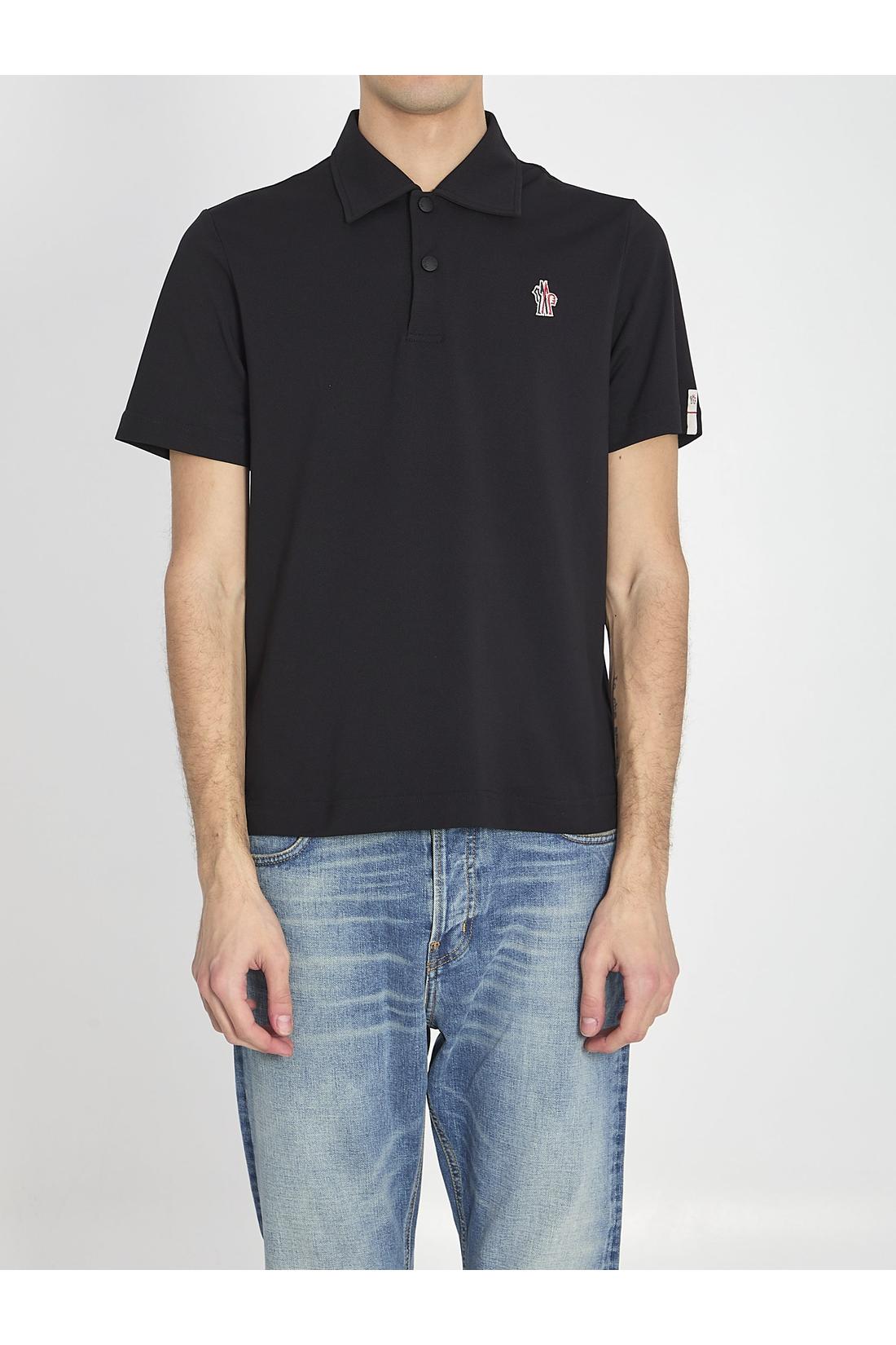 Polo shirt in nylon piqué-Shirts-Moncler Grenoble-L-SCHWARZ-ARCHIVIST