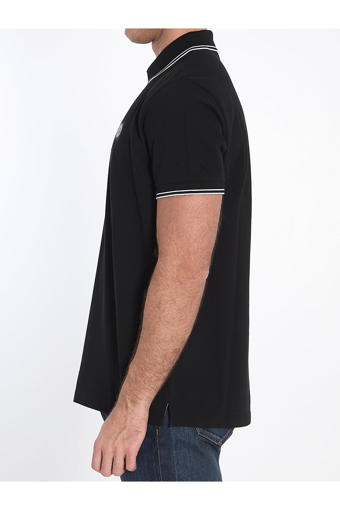 Stone Island-OUTLET-SALE-Polo shirt in piqué cotton-ARCHIVIST