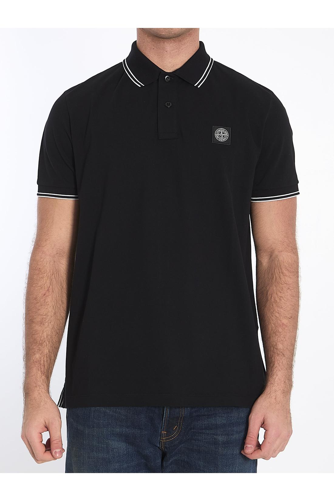 Stone Island-OUTLET-SALE-Polo shirt in piqué cotton-ARCHIVIST