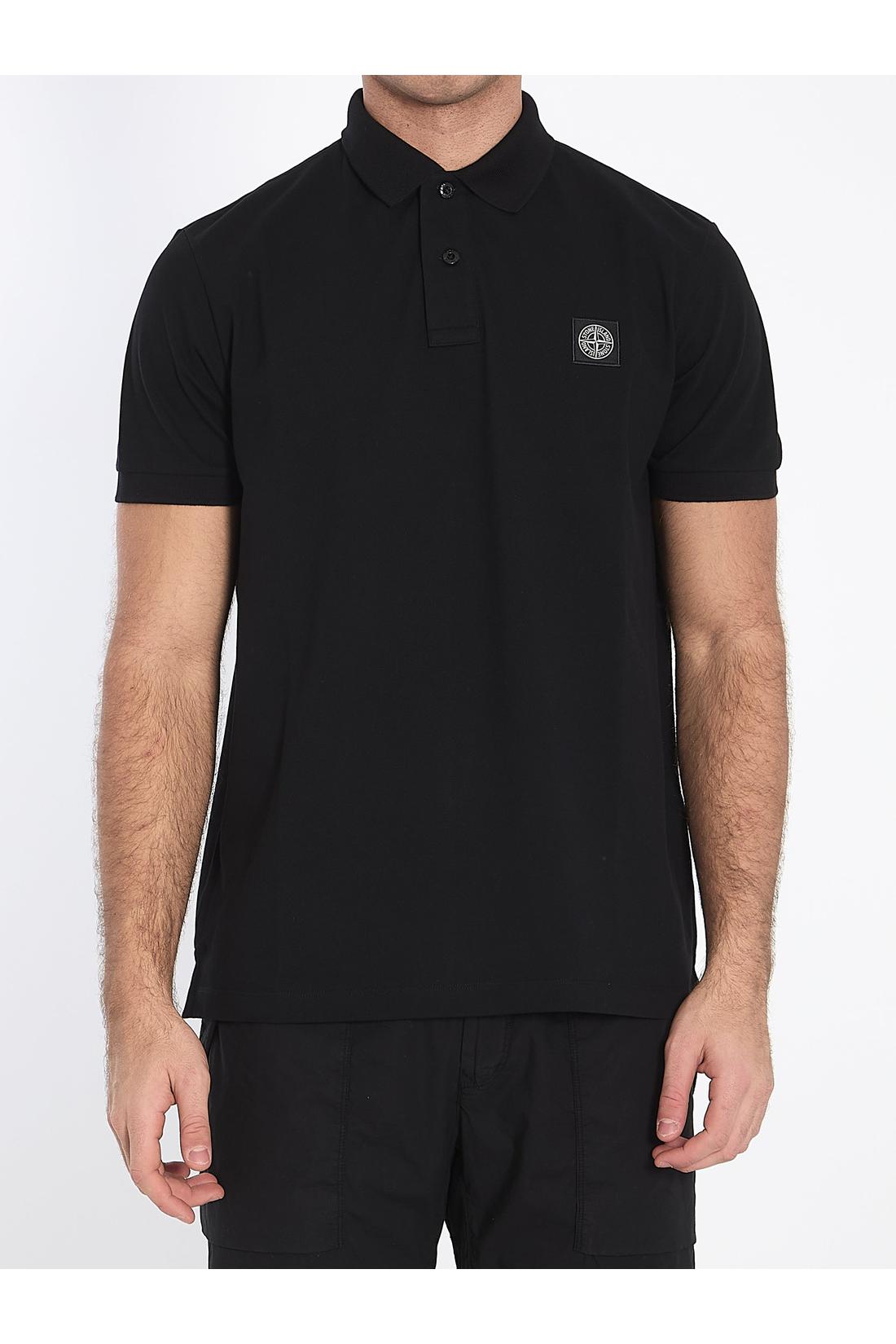 Stone Island-OUTLET-SALE-Polo shirt in piqué cotton-ARCHIVIST