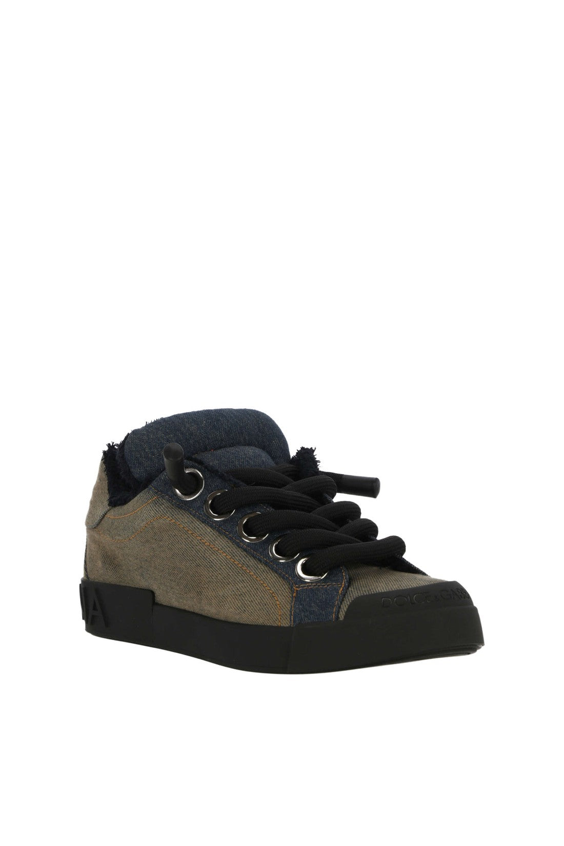 Dolce & Gabbana-OUTLET-SALE-Portfofino Denim Patchwork Sneakers-ARCHIVIST