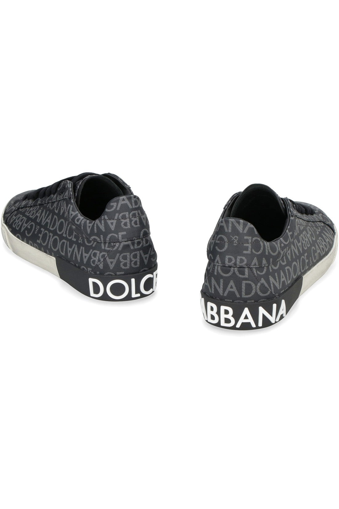 Dolce & Gabbana-OUTLET-SALE-Portofino leather and fabric low-top sneakers-ARCHIVIST