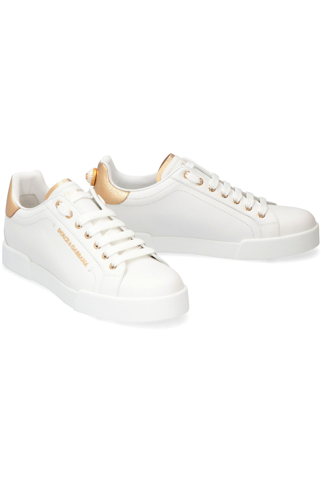 Dolce & Gabbana-OUTLET-SALE-Portofino leather low-top sneakers-ARCHIVIST