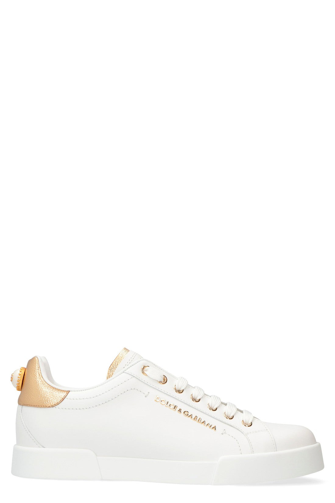 Dolce & Gabbana-OUTLET-SALE-Portofino leather low-top sneakers-ARCHIVIST