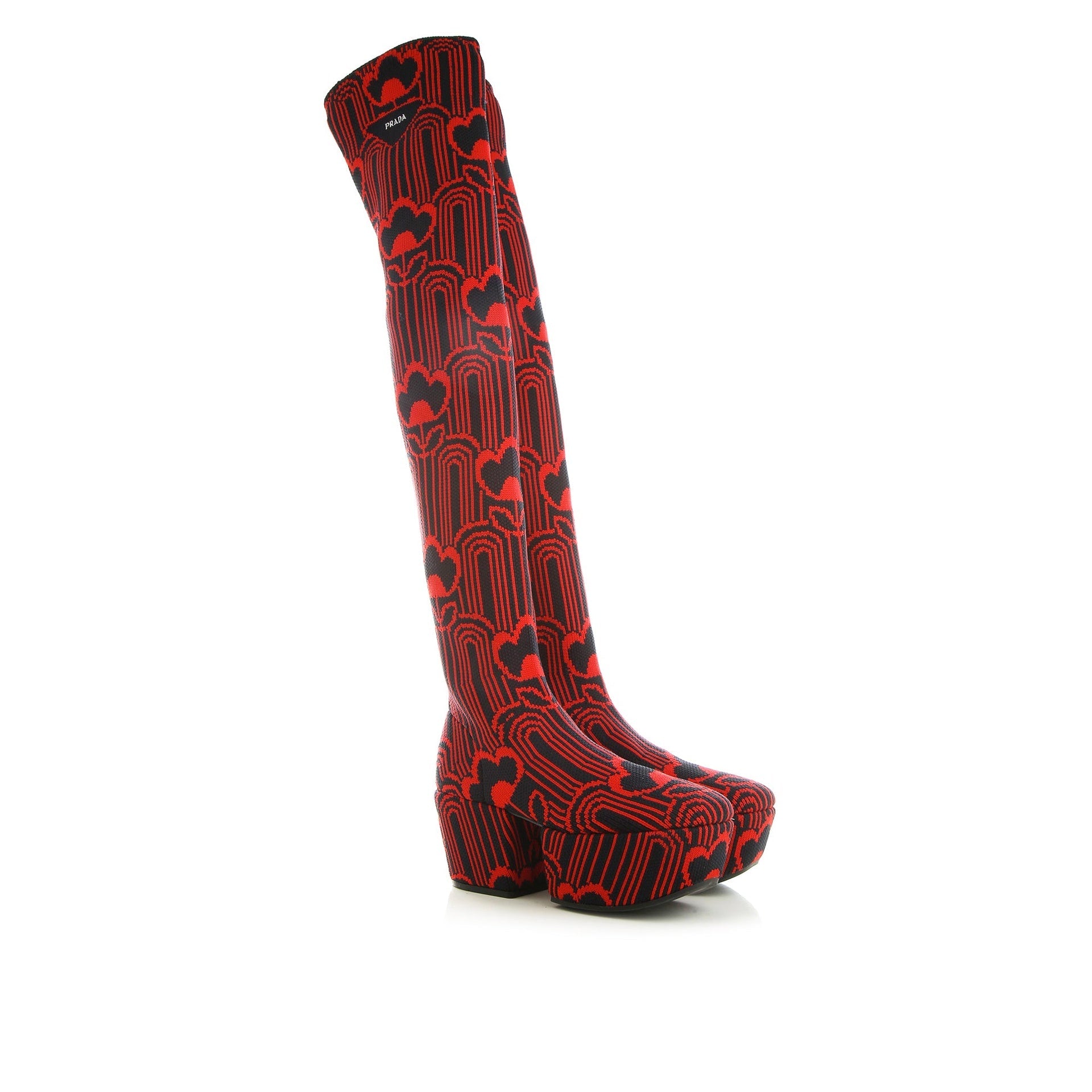 Prada Jaquard Embroidered Boots-Prada-Sale