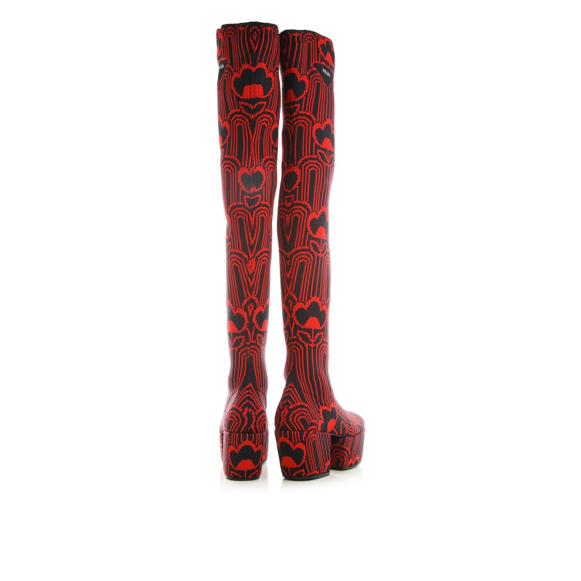 Prada Jaquard Embroidered Boots-Prada-Sale