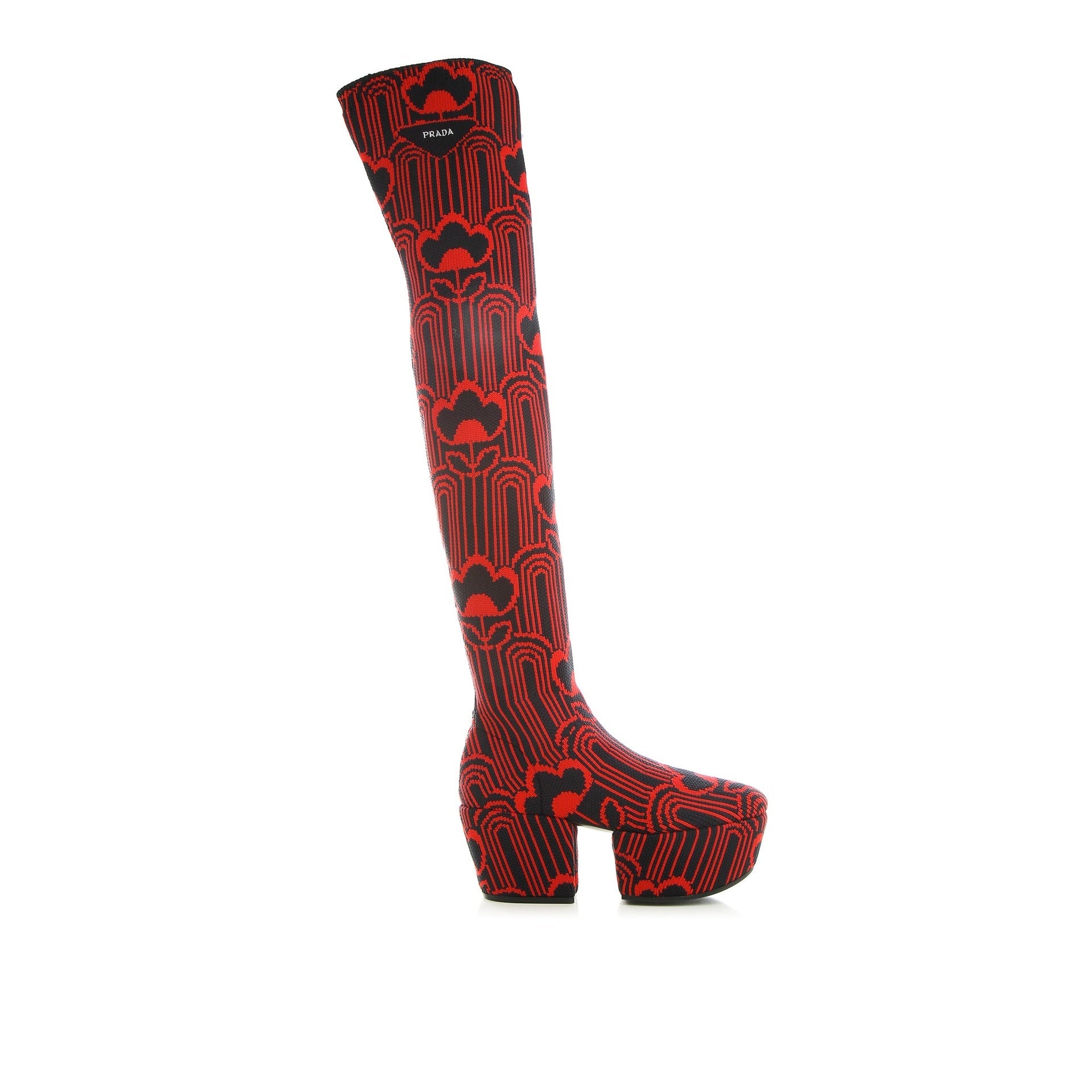 Prada Jaquard Embroidered Boots-Prada-Sale