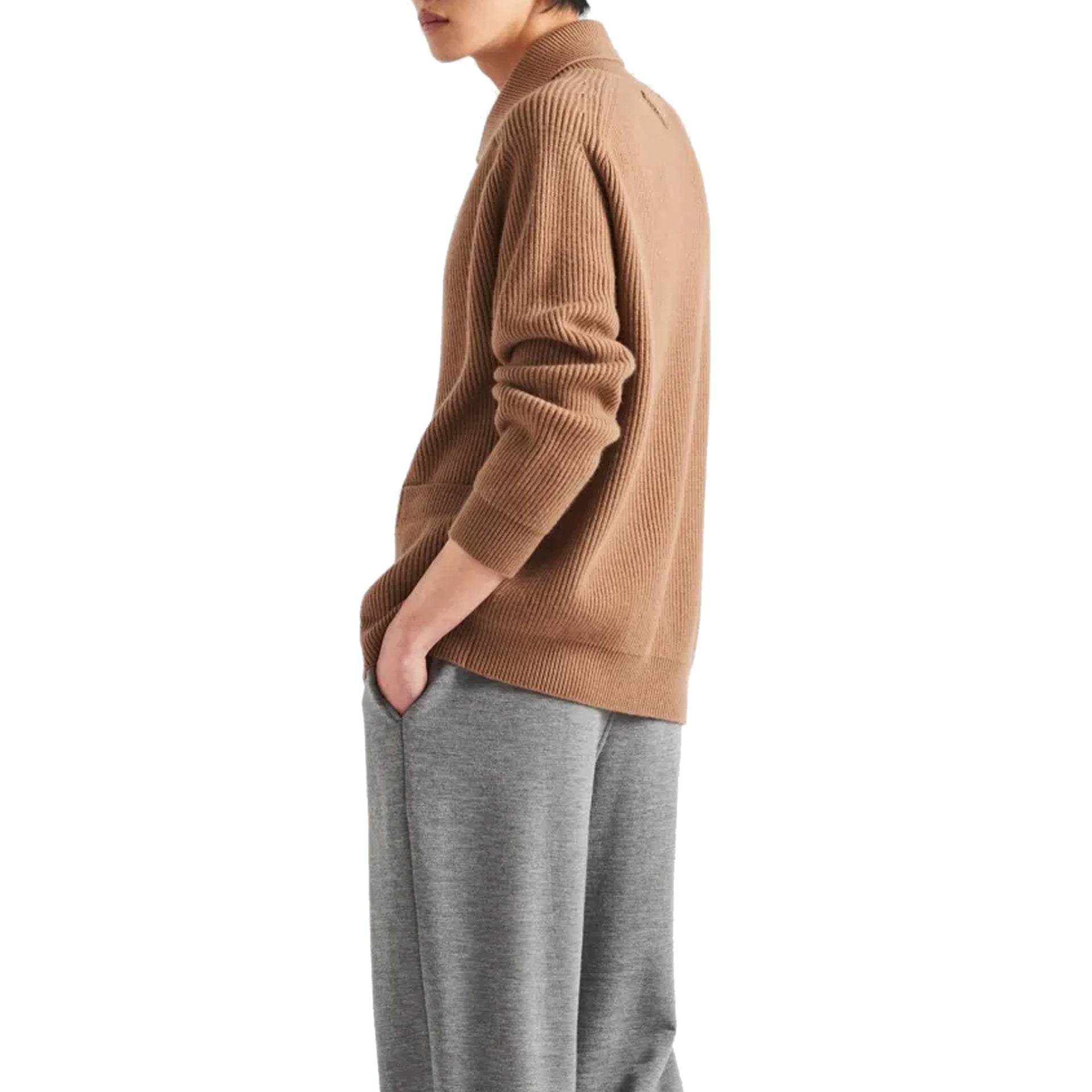 Prada Ribbed Knit Cashmere Cardigan-Prada-Sale