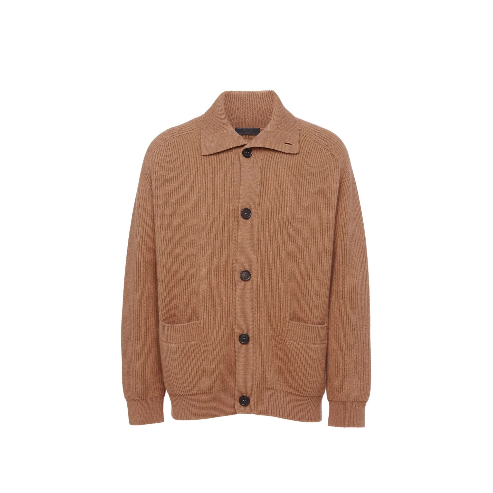 Prada Ribbed Knit Cashmere Cardigan-Prada-Sale