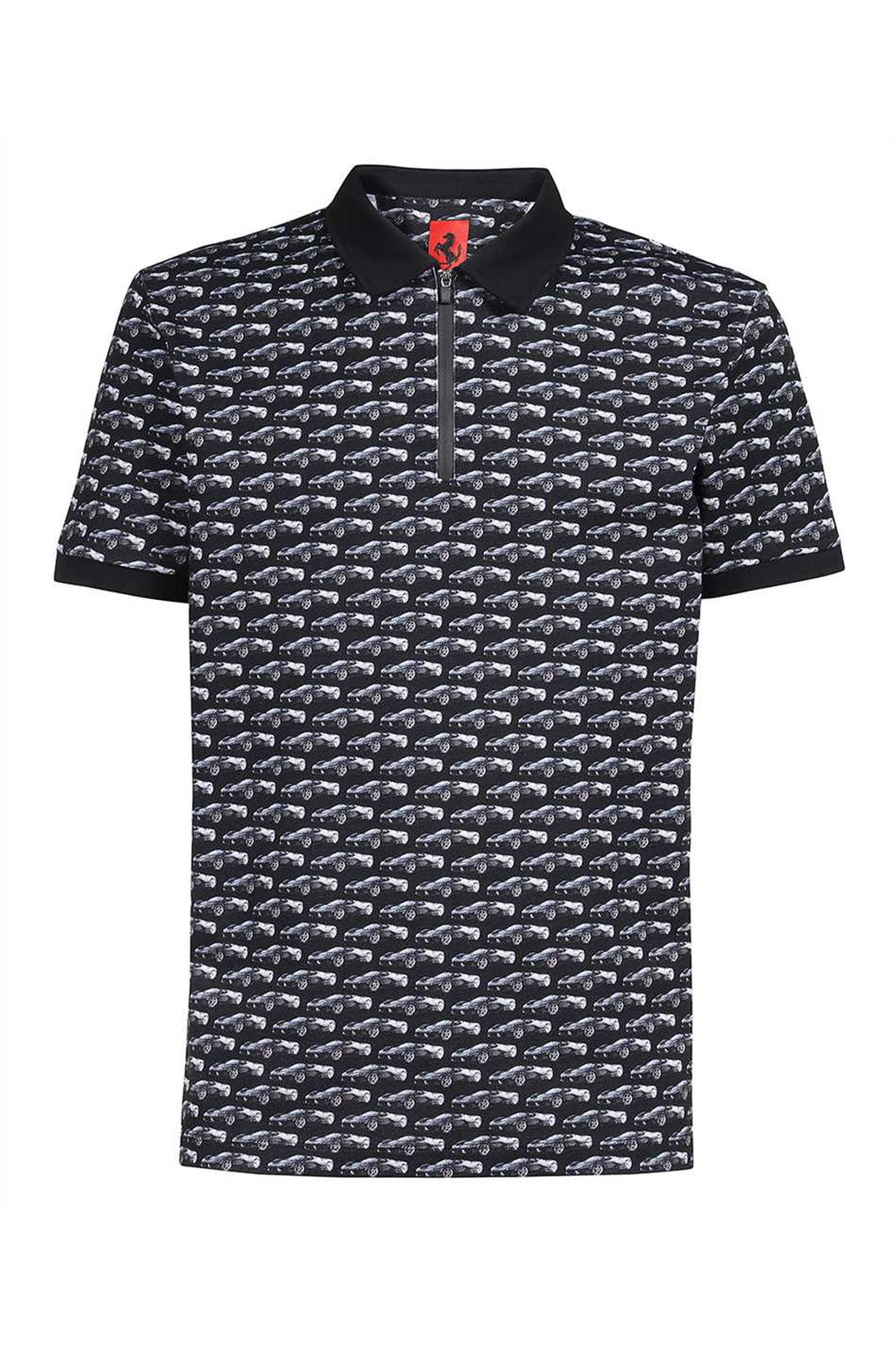 Ferrari-OUTLET-SALE-Print stretch cotton polo shirt-ARCHIVIST