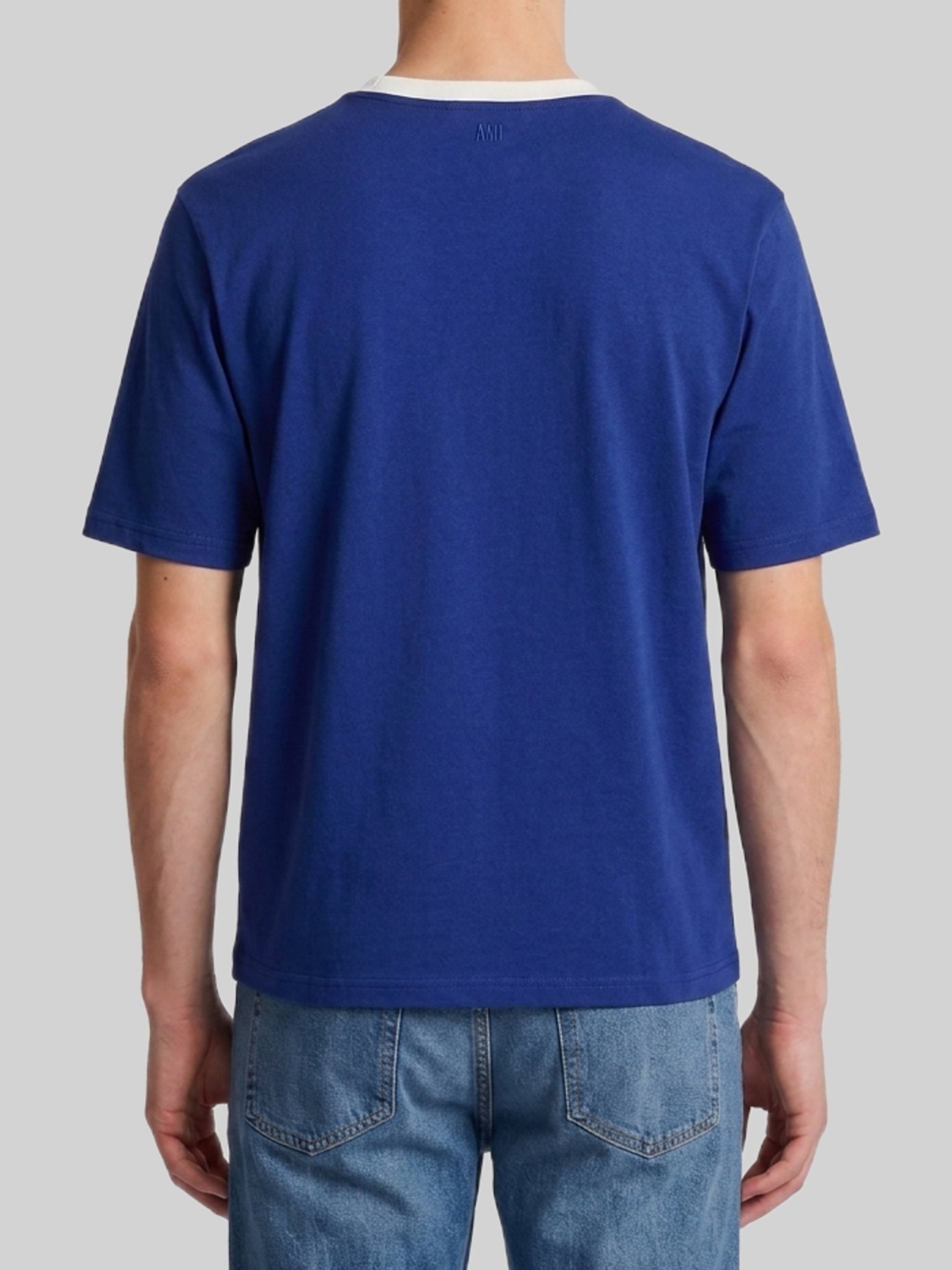 Ami paris-OUTLET-SALE-Printed blue cotton T-shirt-ARCHIVIST