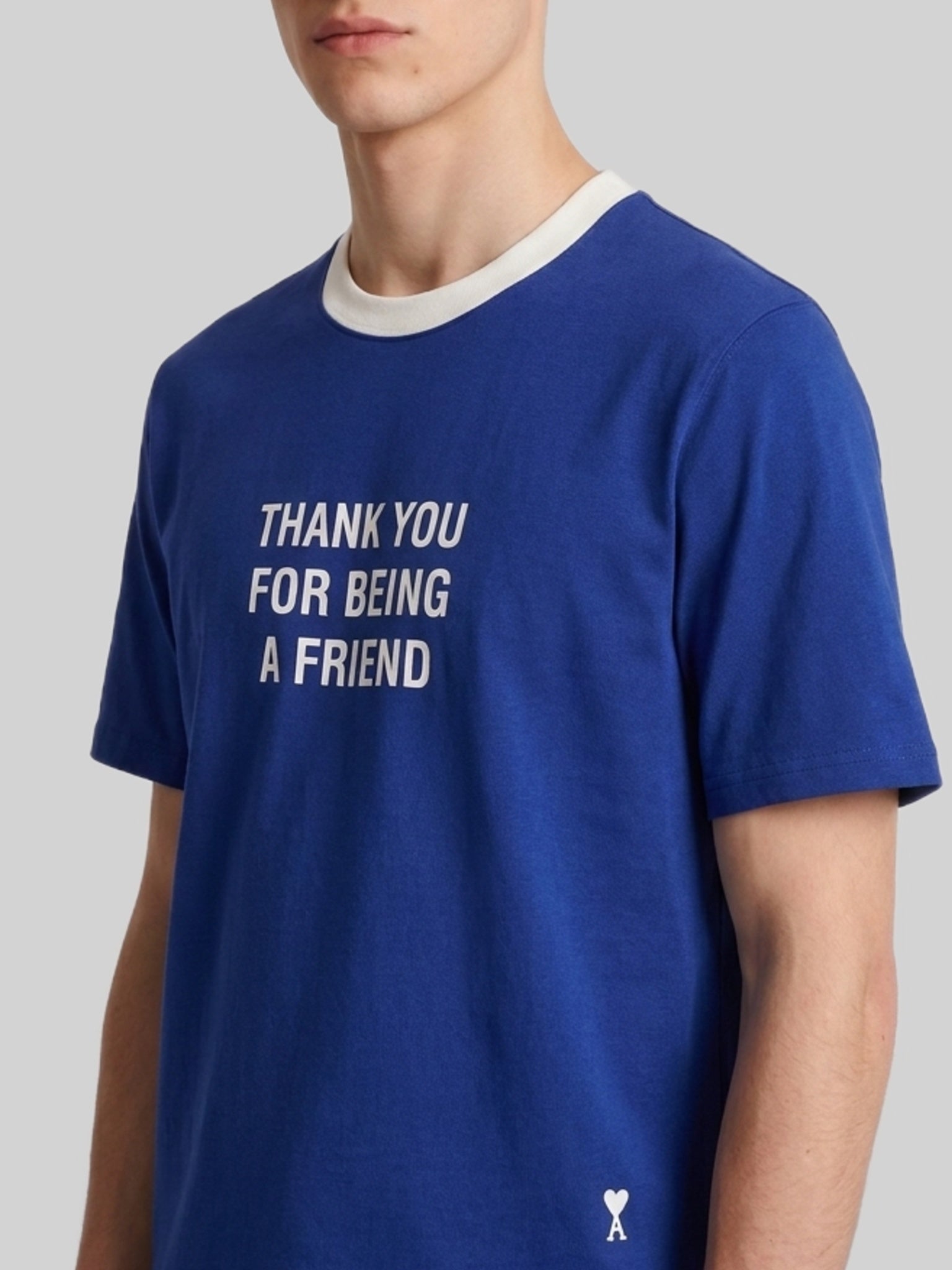 Ami paris-OUTLET-SALE-Printed blue cotton T-shirt-ARCHIVIST