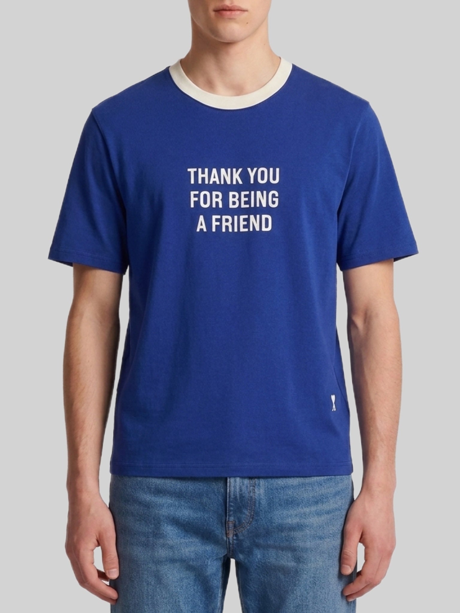 Ami paris-OUTLET-SALE-Printed blue cotton T-shirt-ARCHIVIST