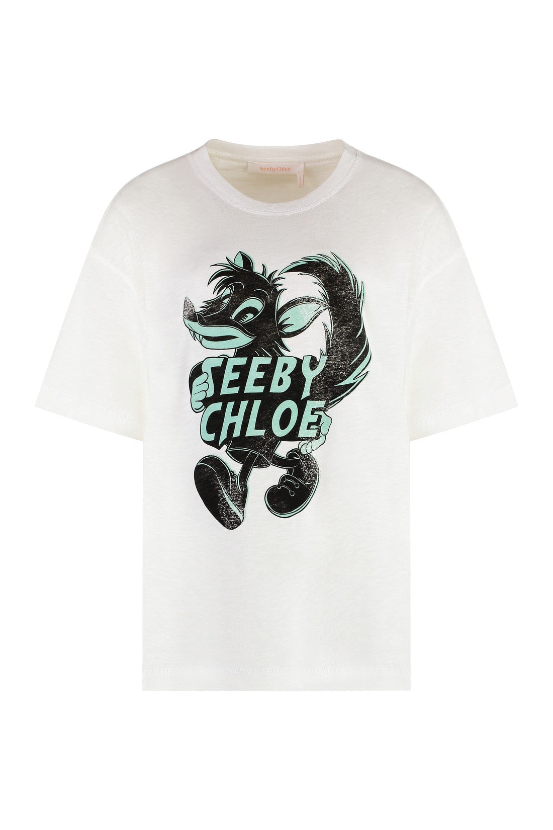 See By Chloé-OUTLET-SALE-Printed cotton T-shirt-ARCHIVIST