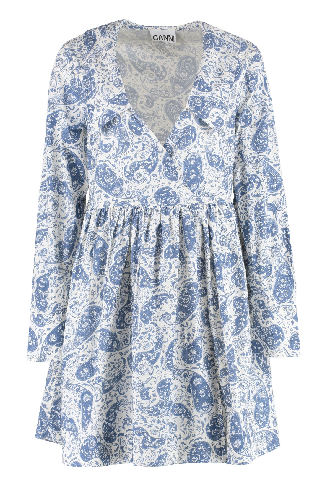 GANNI-OUTLET-SALE-Printed cotton dress-ARCHIVIST