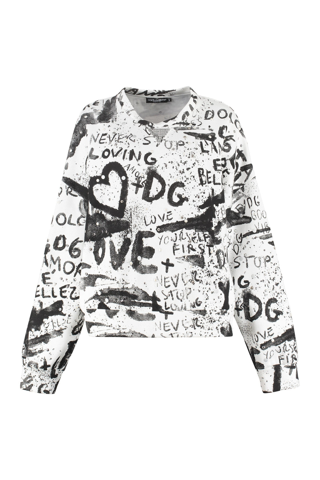 Dolce & Gabbana-OUTLET-SALE-Printed cotton sweatshirt-ARCHIVIST