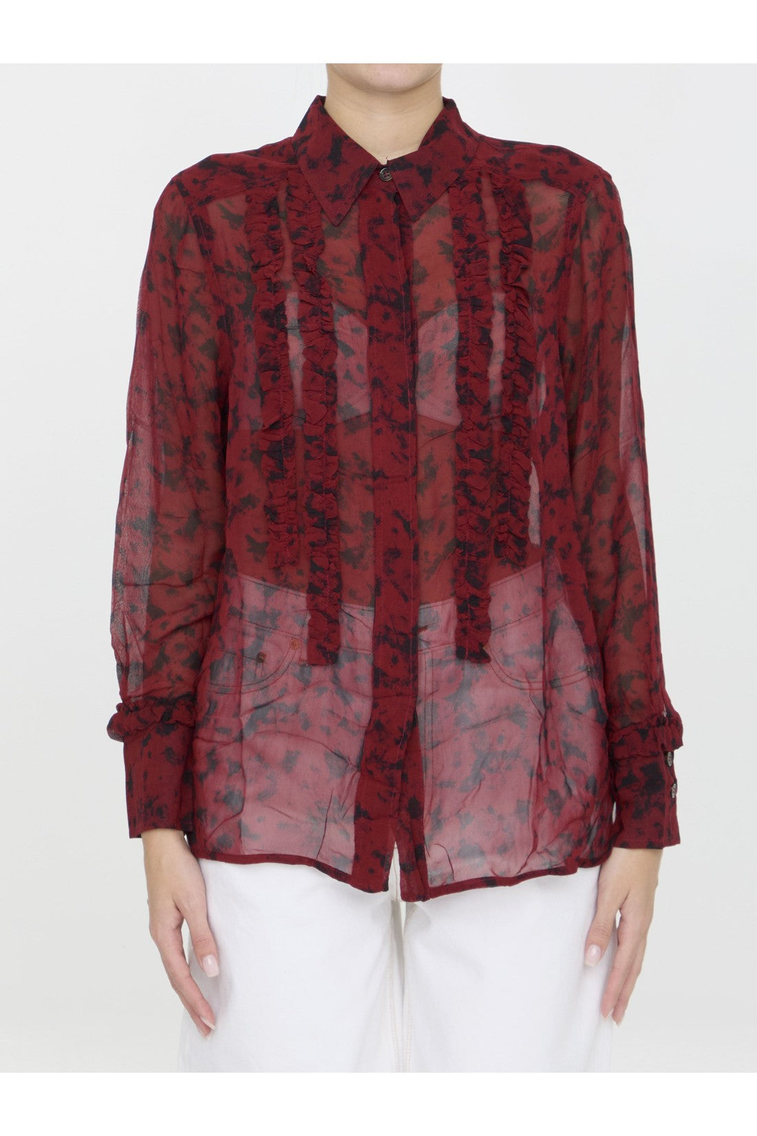 GANNI-OUTLET-SALE-Printed georgette shirt-ARCHIVIST