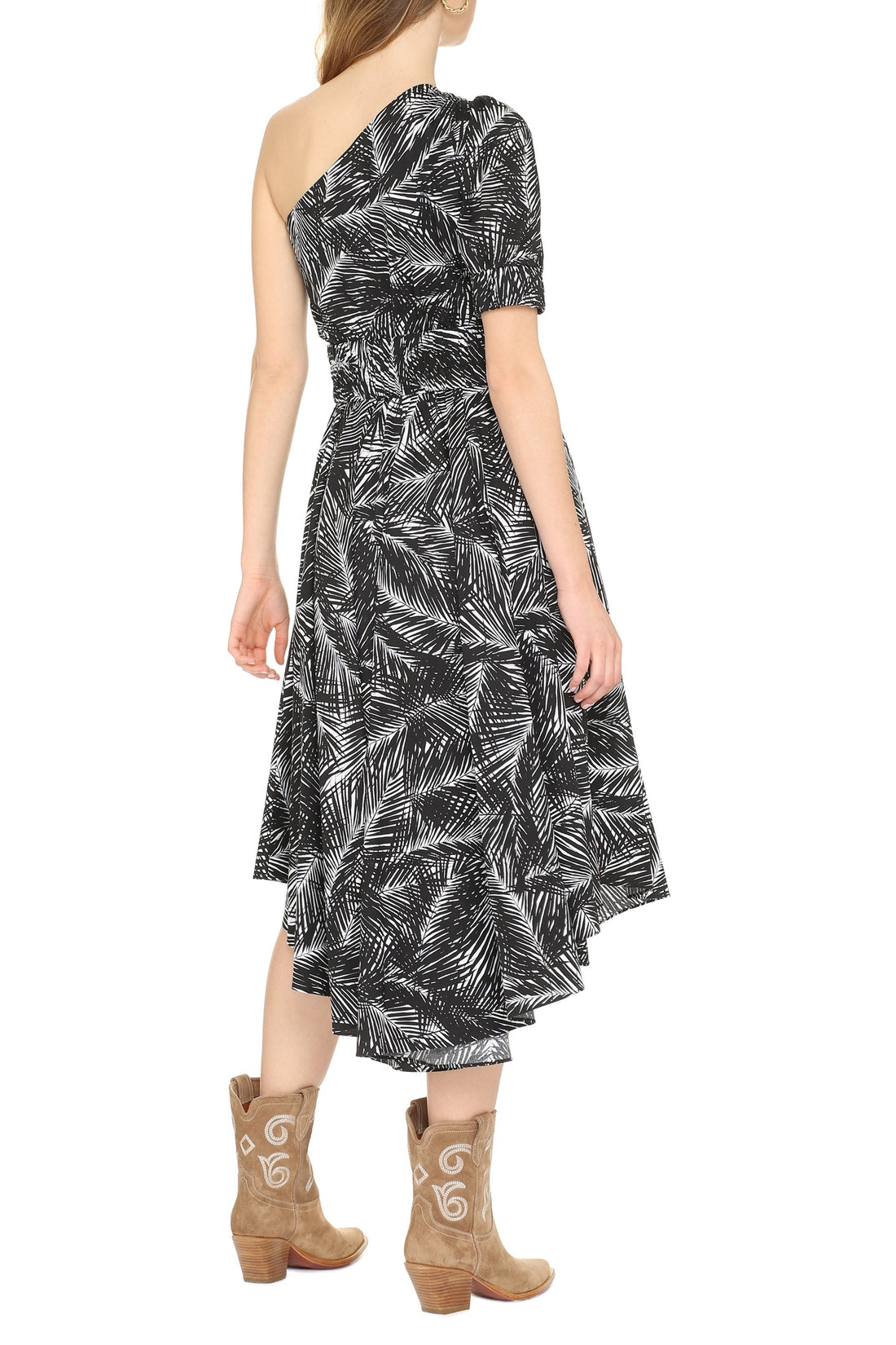 MICHAEL MICHAEL KORS-OUTLET-SALE-Printed one-shoulder dress-ARCHIVIST