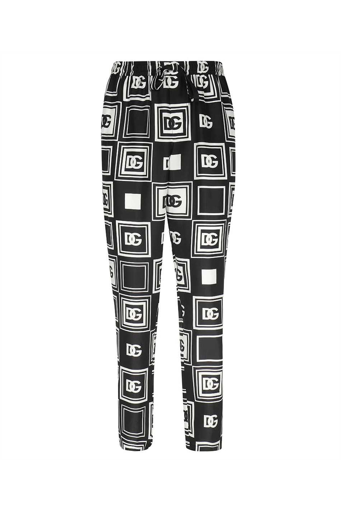 Dolce & Gabbana-OUTLET-SALE-Printed silk jogging trousers-ARCHIVIST