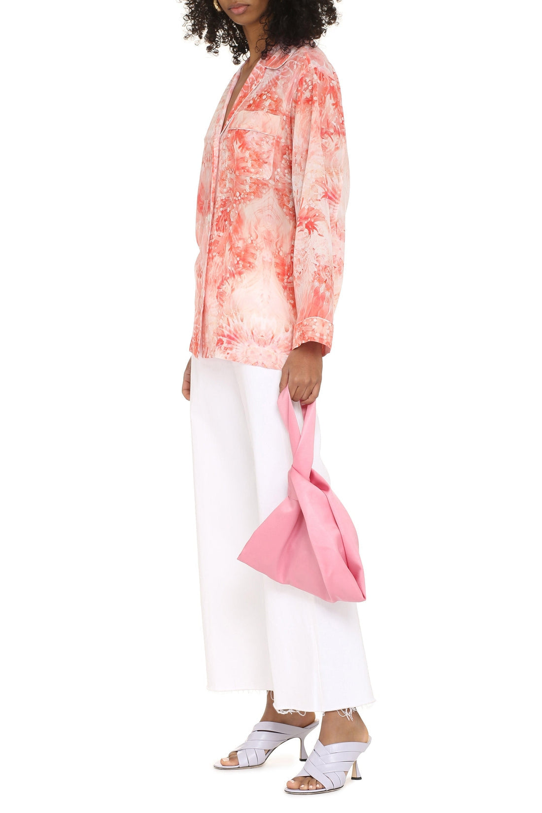 Alexander McQueen-OUTLET-SALE-Printed silk pajama blouse-ARCHIVIST