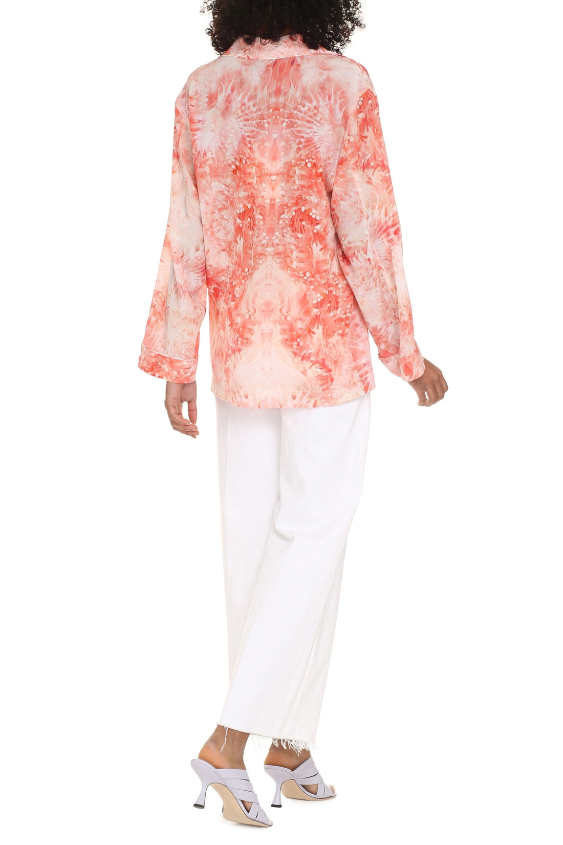Alexander McQueen-OUTLET-SALE-Printed silk pajama blouse-ARCHIVIST