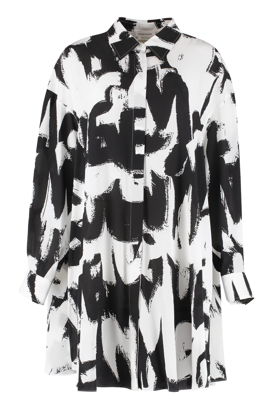 Alexander McQueen-OUTLET-SALE-Printed silk shirtdress-ARCHIVIST