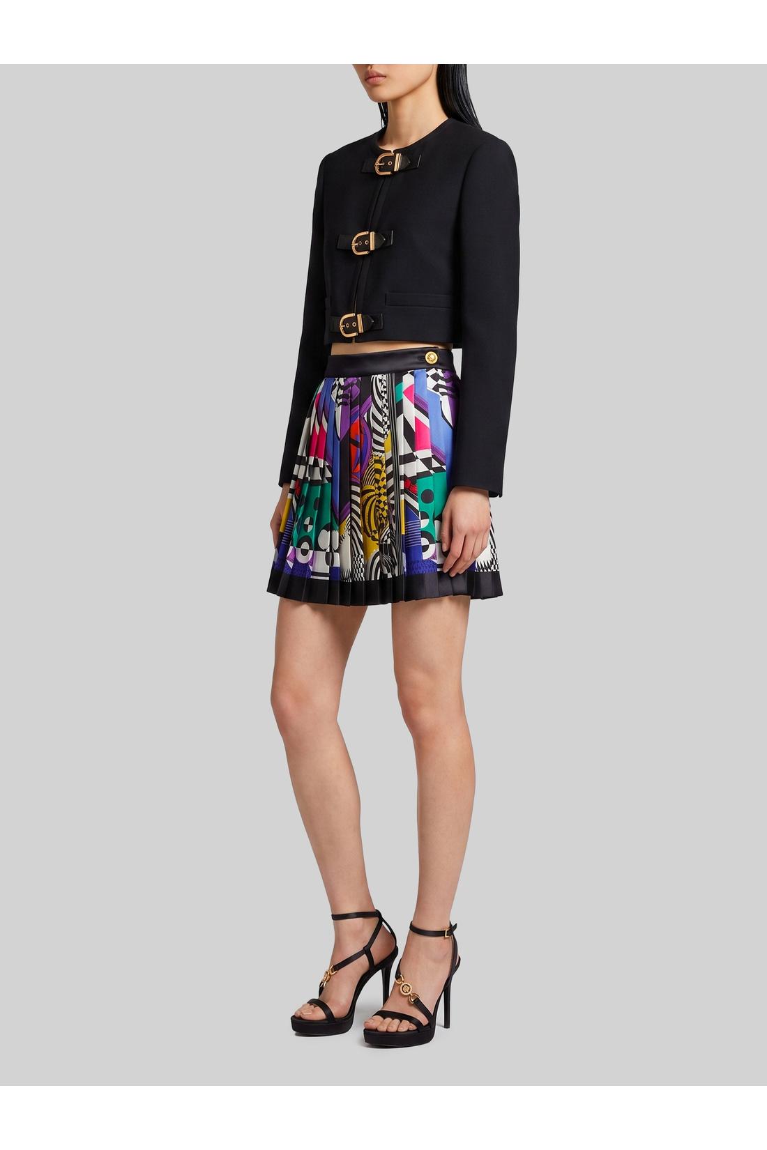 Versace-OUTLET-SALE-Printed silk twill pleated miniskirt-ARCHIVIST