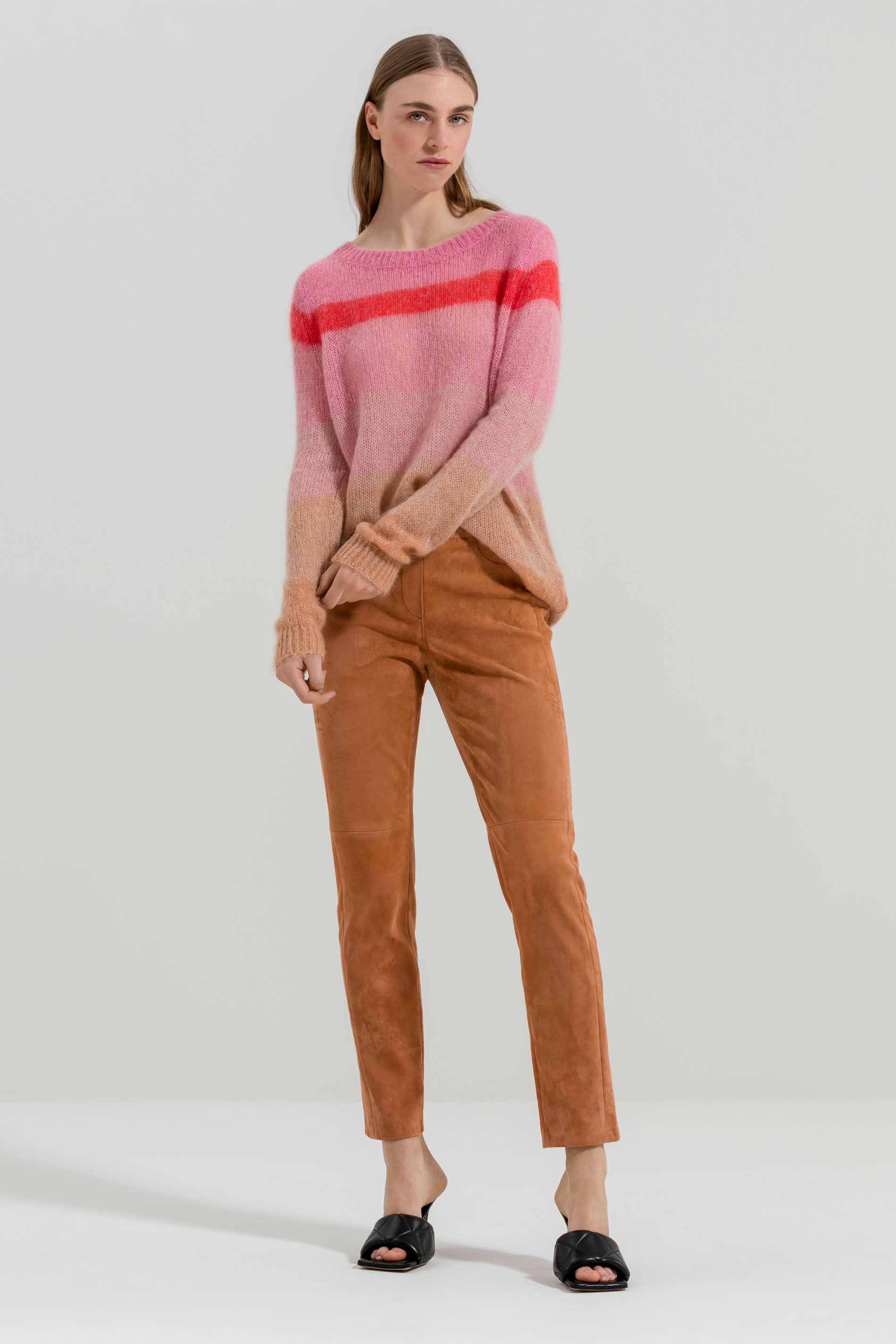 LUISA CERANO-OUTLET-SALE-Pullover mit Streifen-Strick-34-candy pink / multi-by-ARCHIVIST