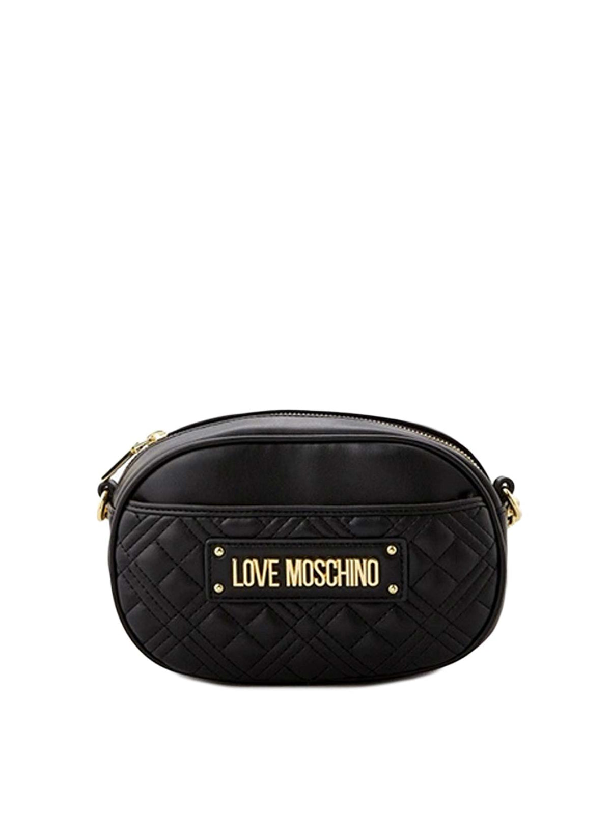 Moschino-OUTLET-SALE-Quilted Logo Plaque Crossbody Bag-ARCHIVIST