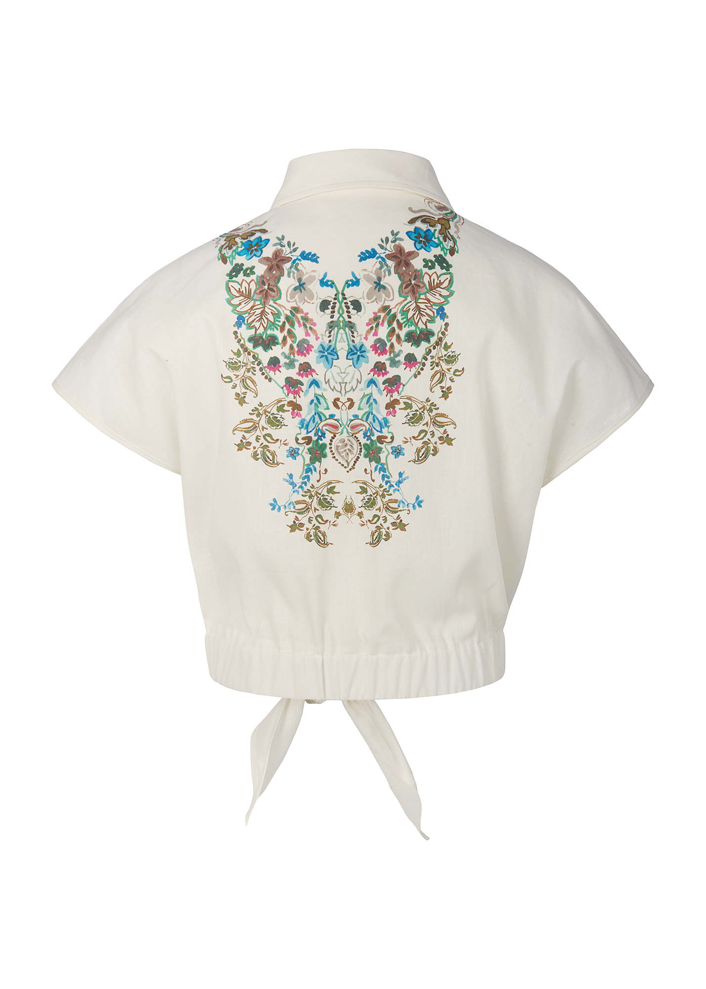 RIANI-outlet-sale-Kurzarm Bluse mit floralem Dessin-Blusen-ARCHIVIST