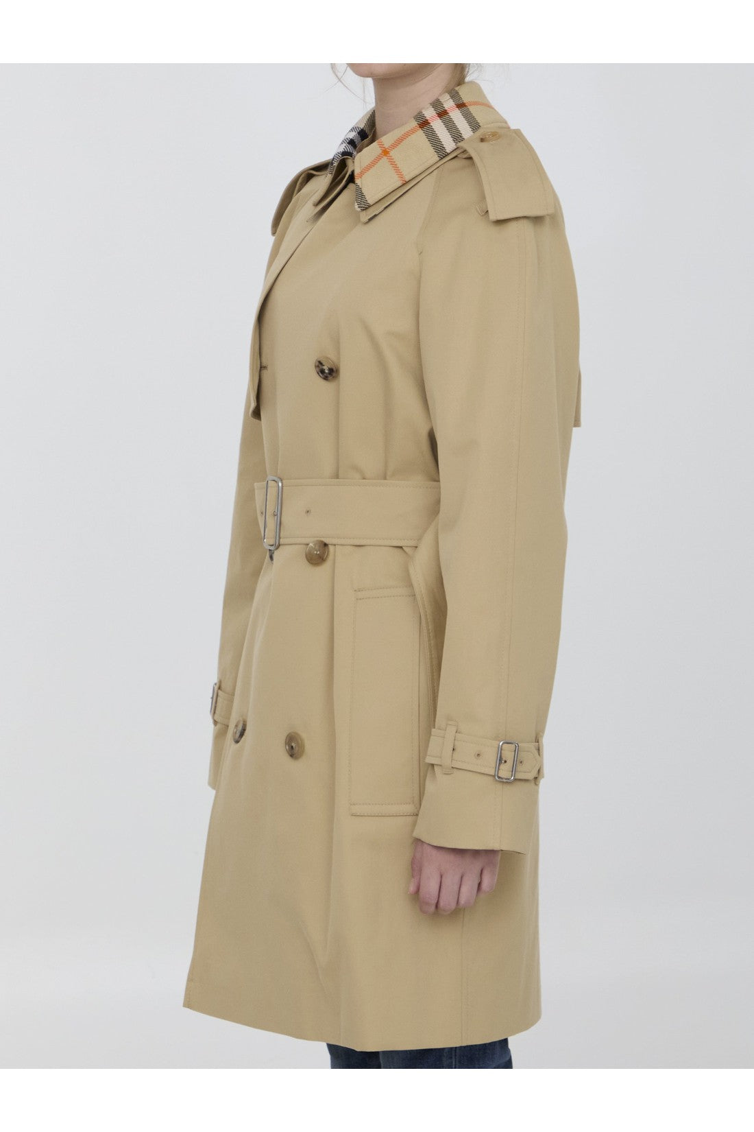 BURBERRY-OUTLET-SALE-Raincoat with Check collar-ARCHIVIST