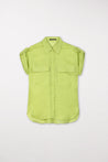 LUISA CERANO-OUTLET-SALE-Ramie-Bluse mit Arm-Details-Blusen-34-lime green-by-ARCHIVIST
