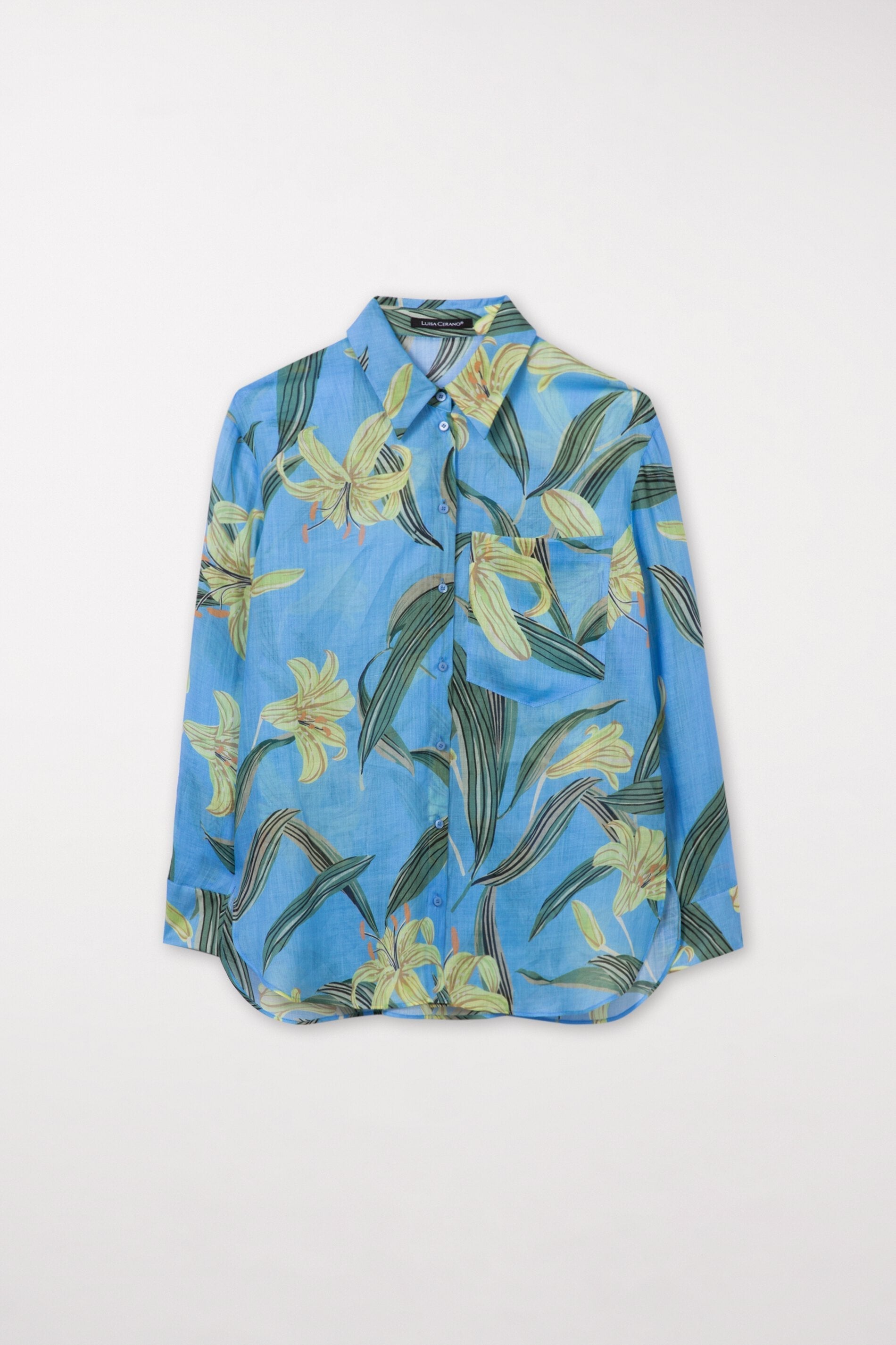 LUISA CERANO-OUTLET-SALE-Ramie-Hemd mit Lily-Print-Blusen-34-azur / multi-by-ARCHIVIST