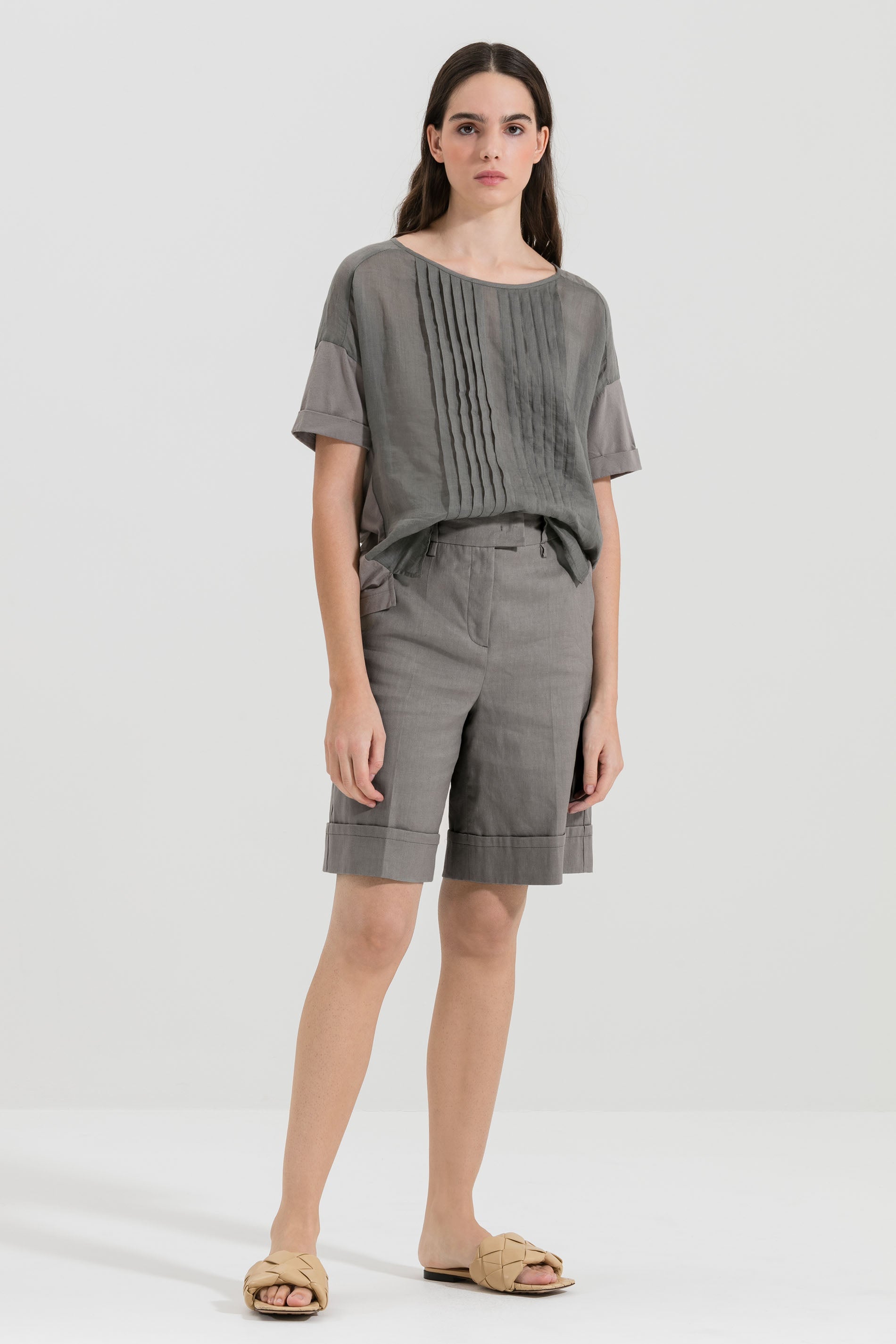 LUISA CERANO-OUTLET-SALE-Ramie-Shirt mit Biesen-Details-Blusen-by-ARCHIVIST