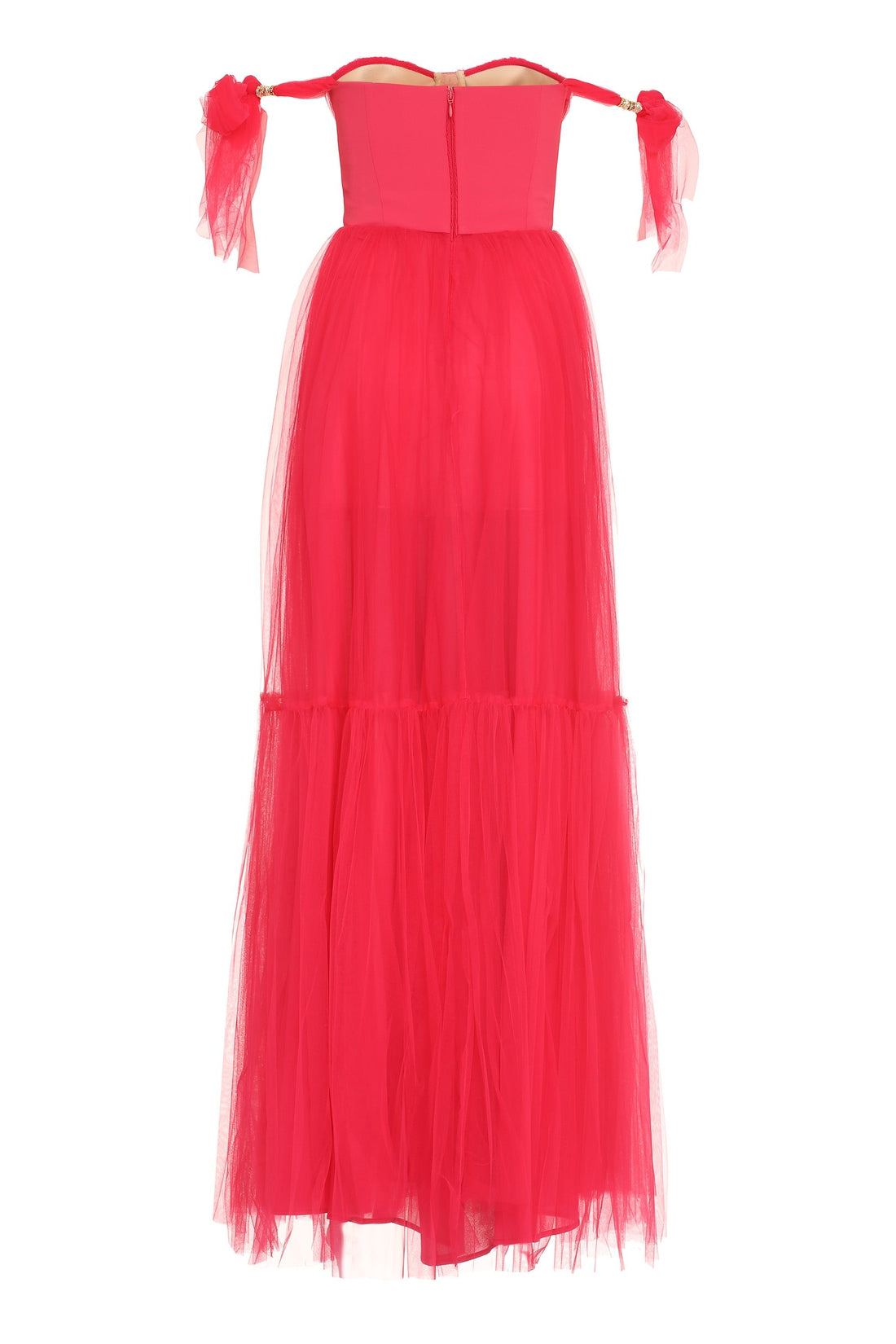 Elisabetta Franchi-OUTLET-SALE-Red Carpet pleated tulle dress-ARCHIVIST