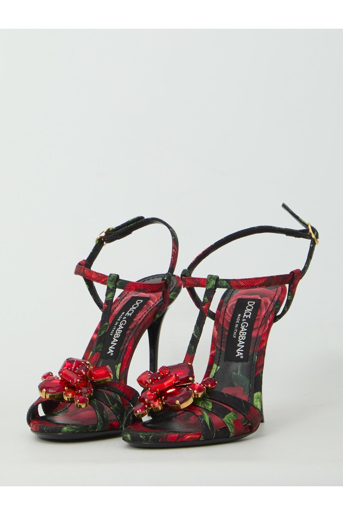 Dolce & Gabbana-OUTLET-SALE-Red Rose sandals-ARCHIVIST