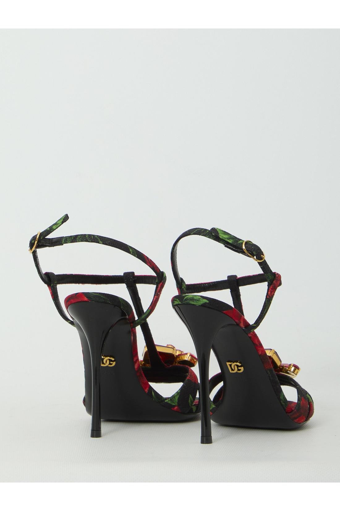 Dolce & Gabbana-OUTLET-SALE-Red Rose sandals-ARCHIVIST