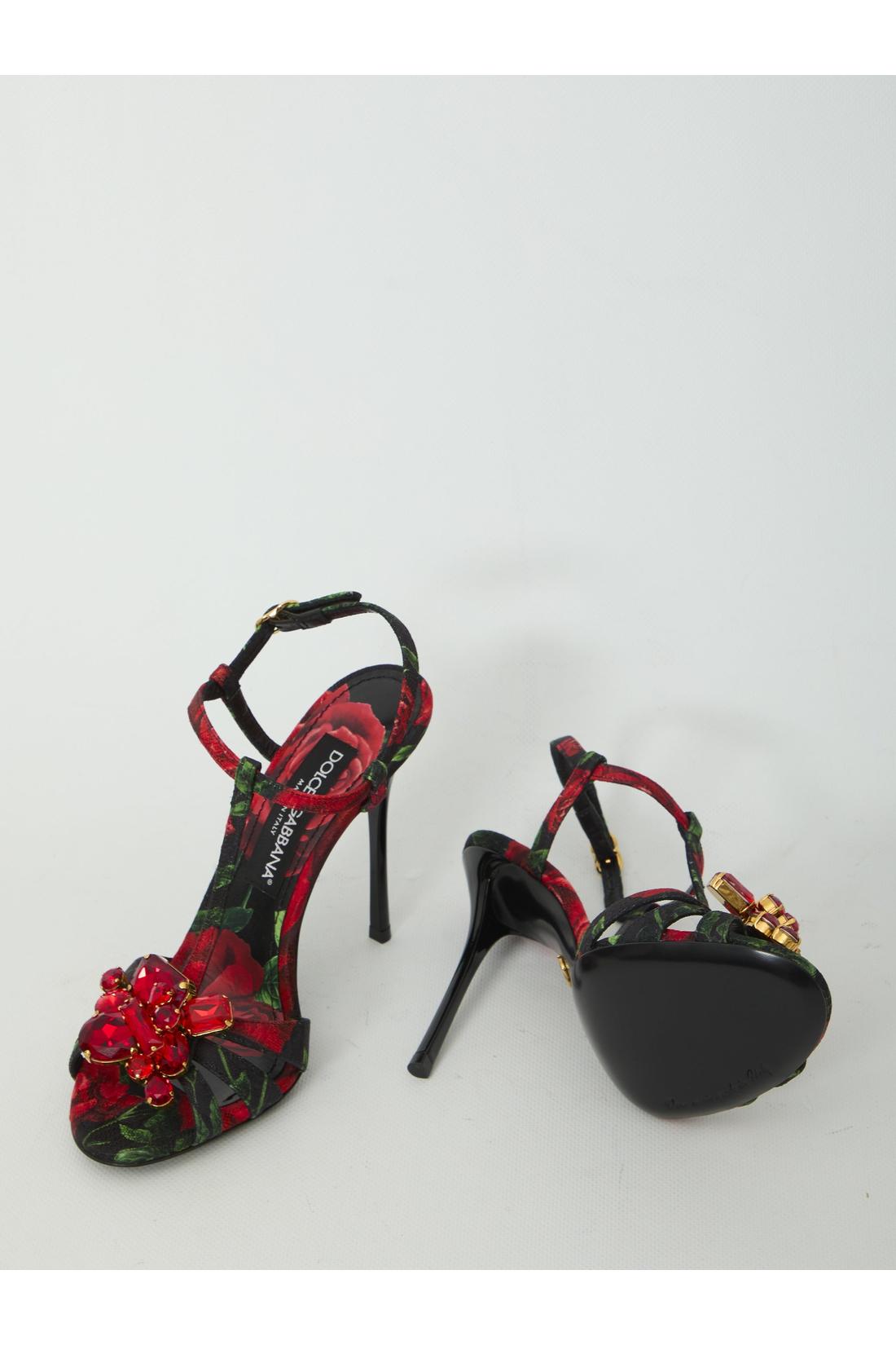 Dolce & Gabbana-OUTLET-SALE-Red Rose sandals-ARCHIVIST