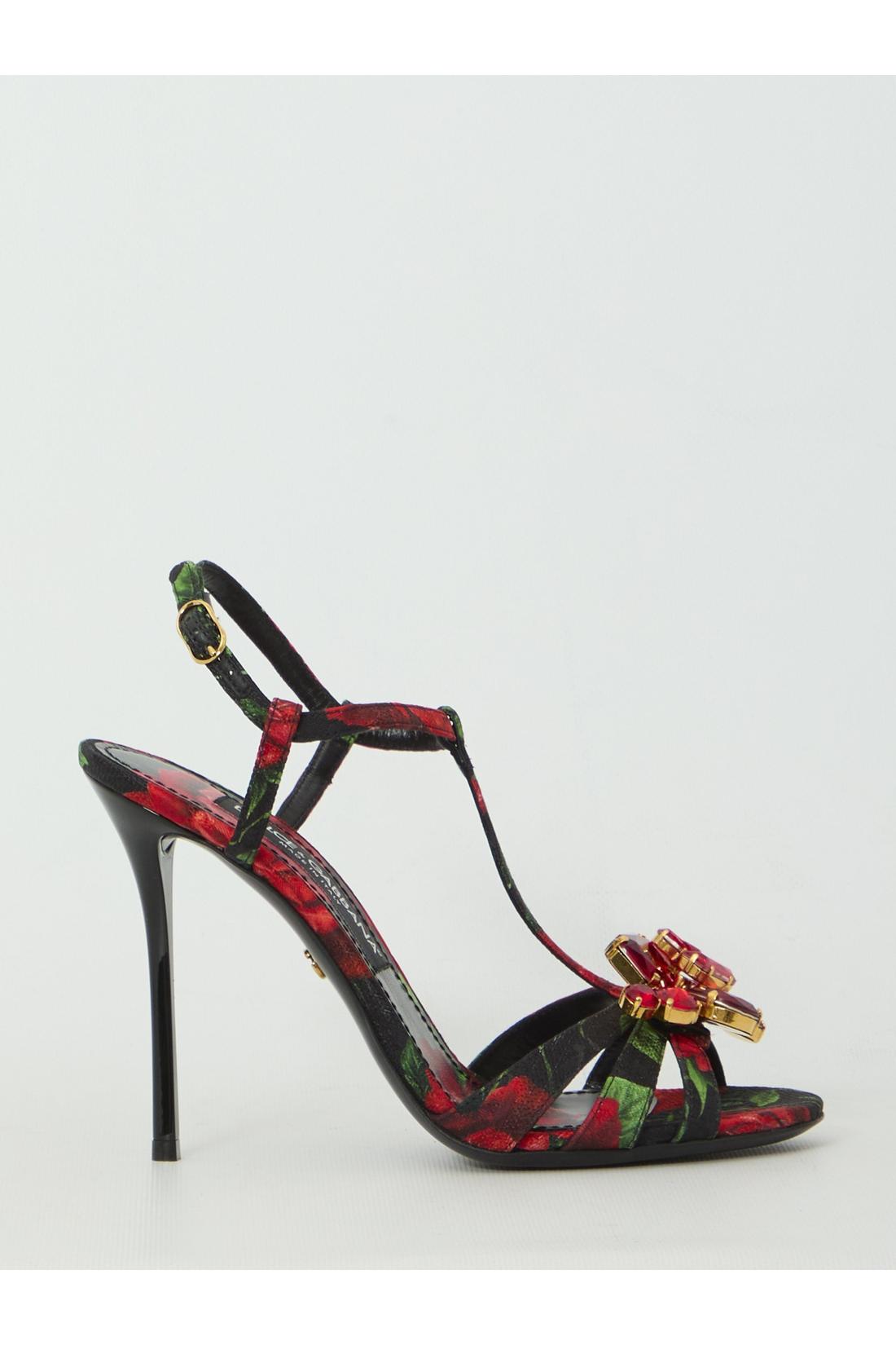 Dolce & Gabbana-OUTLET-SALE-Red Rose sandals-ARCHIVIST