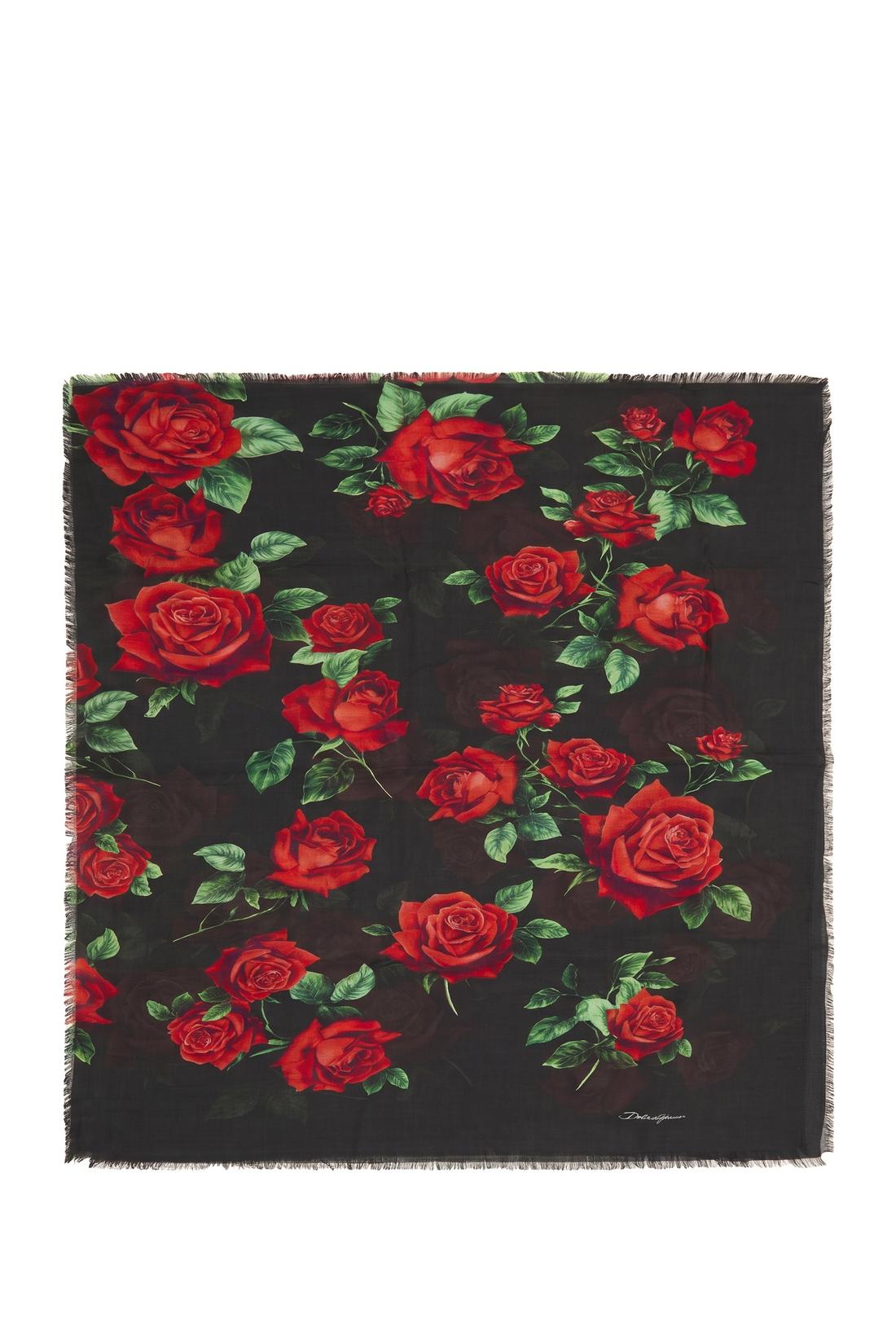 Dolce & Gabbana-OUTLET-SALE-Red Rose scarf-ARCHIVIST