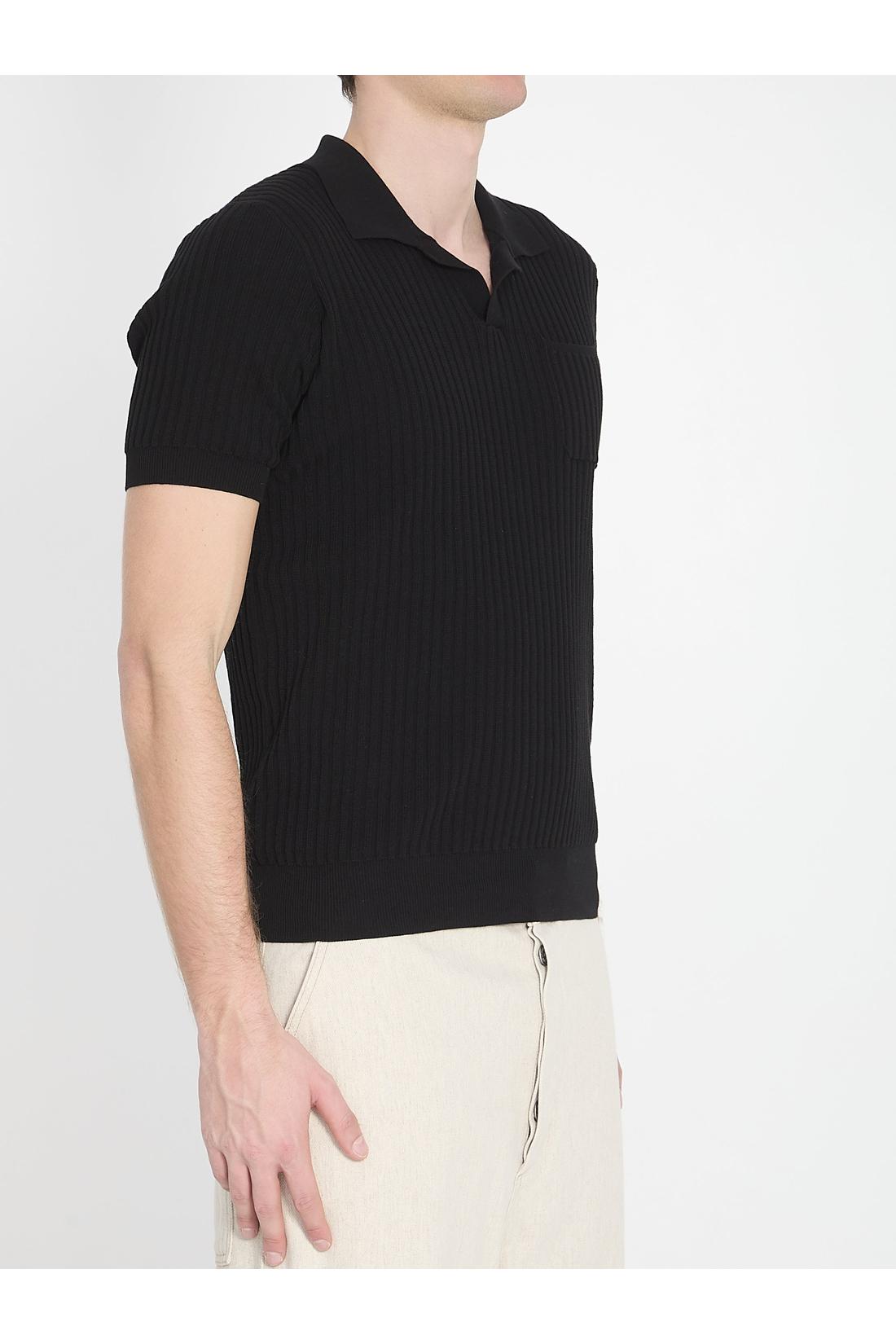 Ribbed polo shirt-Shirts-Roberto Collina-OUTLET-ARCHIVIST-ARCHIVE-SALE