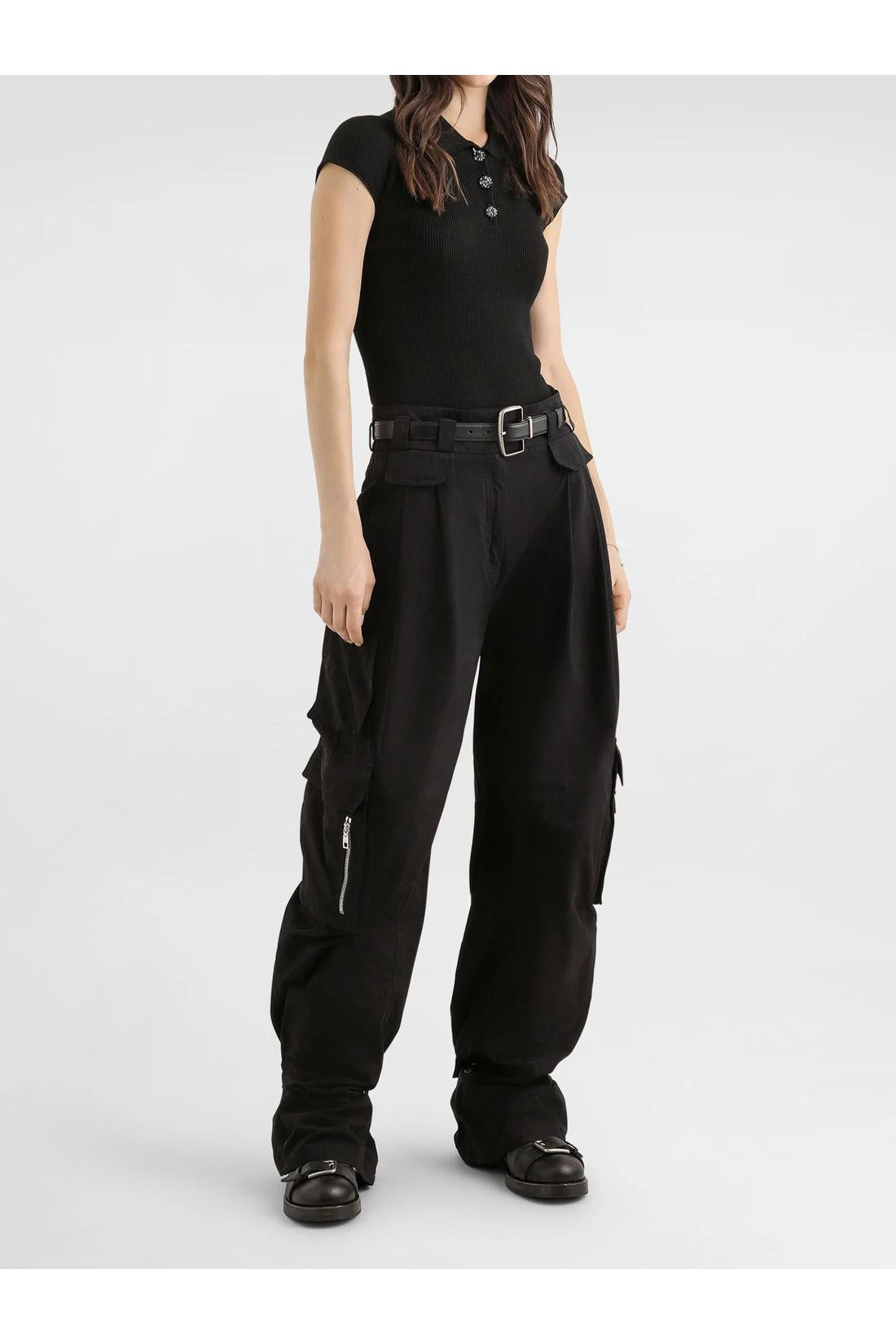 Dolce & Gabbana-OUTLET-SALE-Ribbed polo-style top-ARCHIVIST