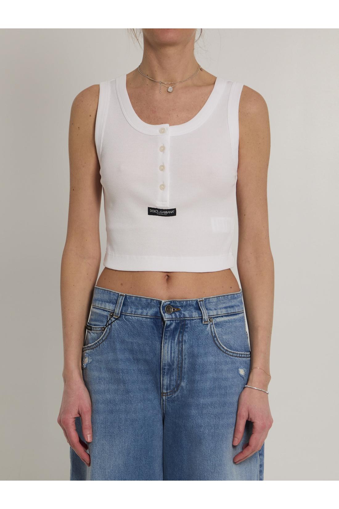 Dolce & Gabbana-OUTLET-SALE-Ribbed tank top-ARCHIVIST