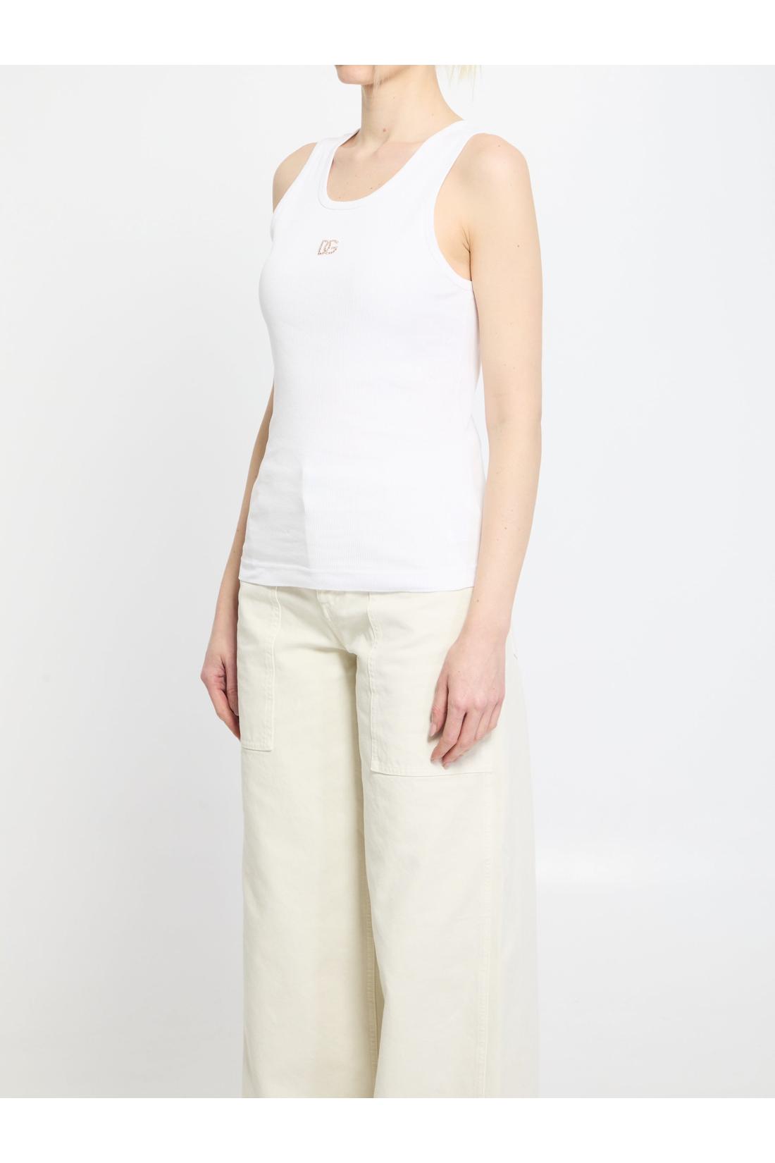 Dolce & Gabbana-OUTLET-SALE-Ribbed tank top with DG-ARCHIVIST