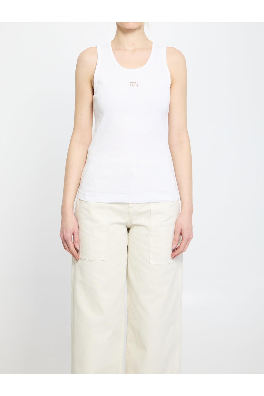Dolce & Gabbana-OUTLET-SALE-Ribbed tank top with DG-ARCHIVIST