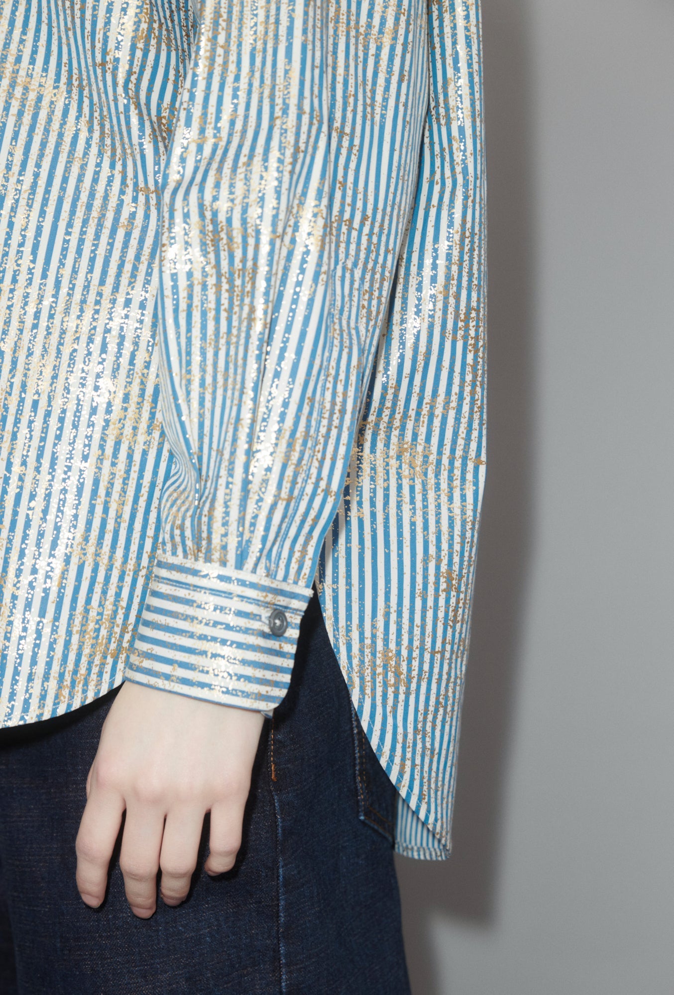 Roman Stripe Gold Paint Bluse-Hemden & Blusen-Odeeh-ARCHIVIST