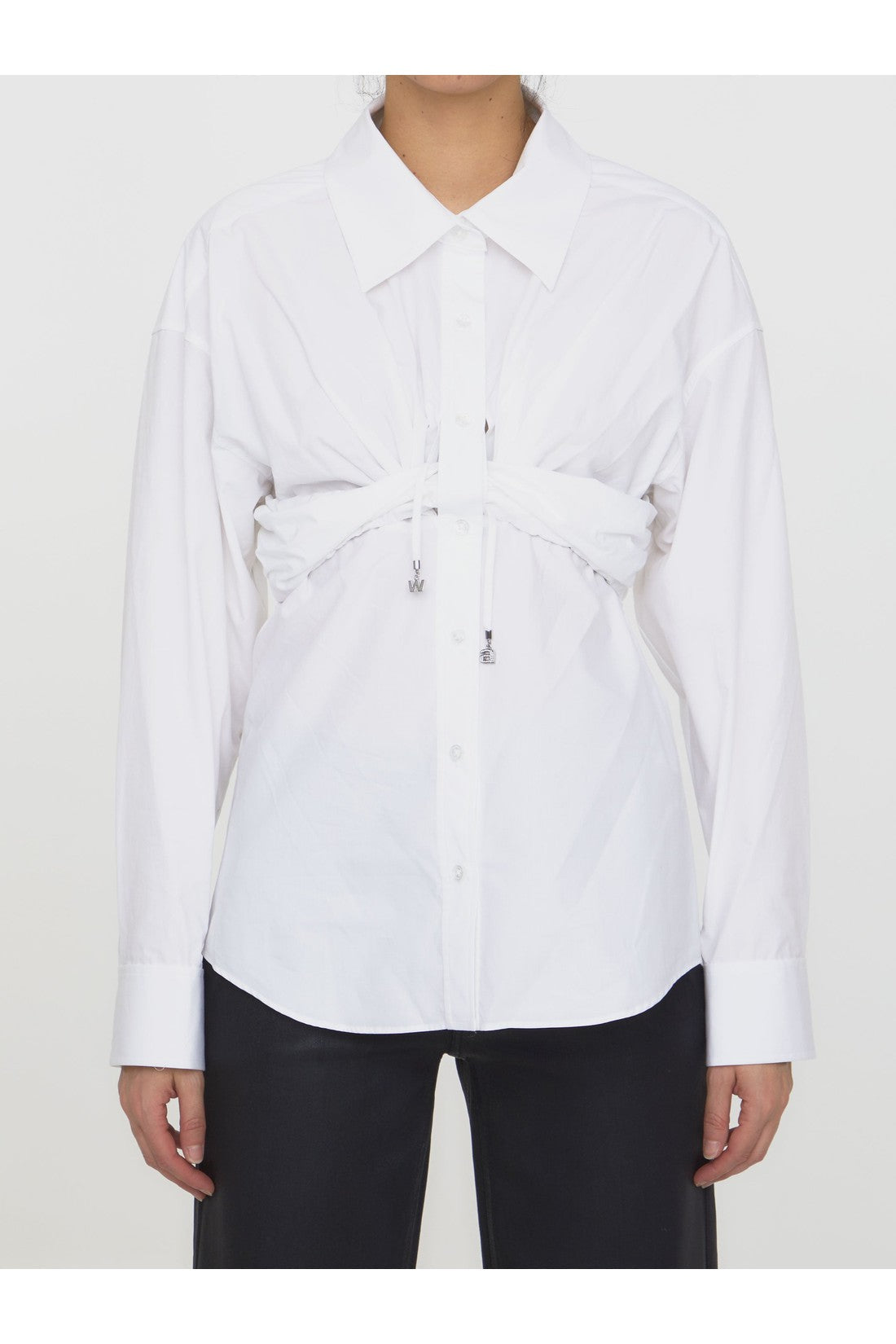 ALEXANDER WANG-OUTLET-SALE-Ruched white shirt-ARCHIVIST